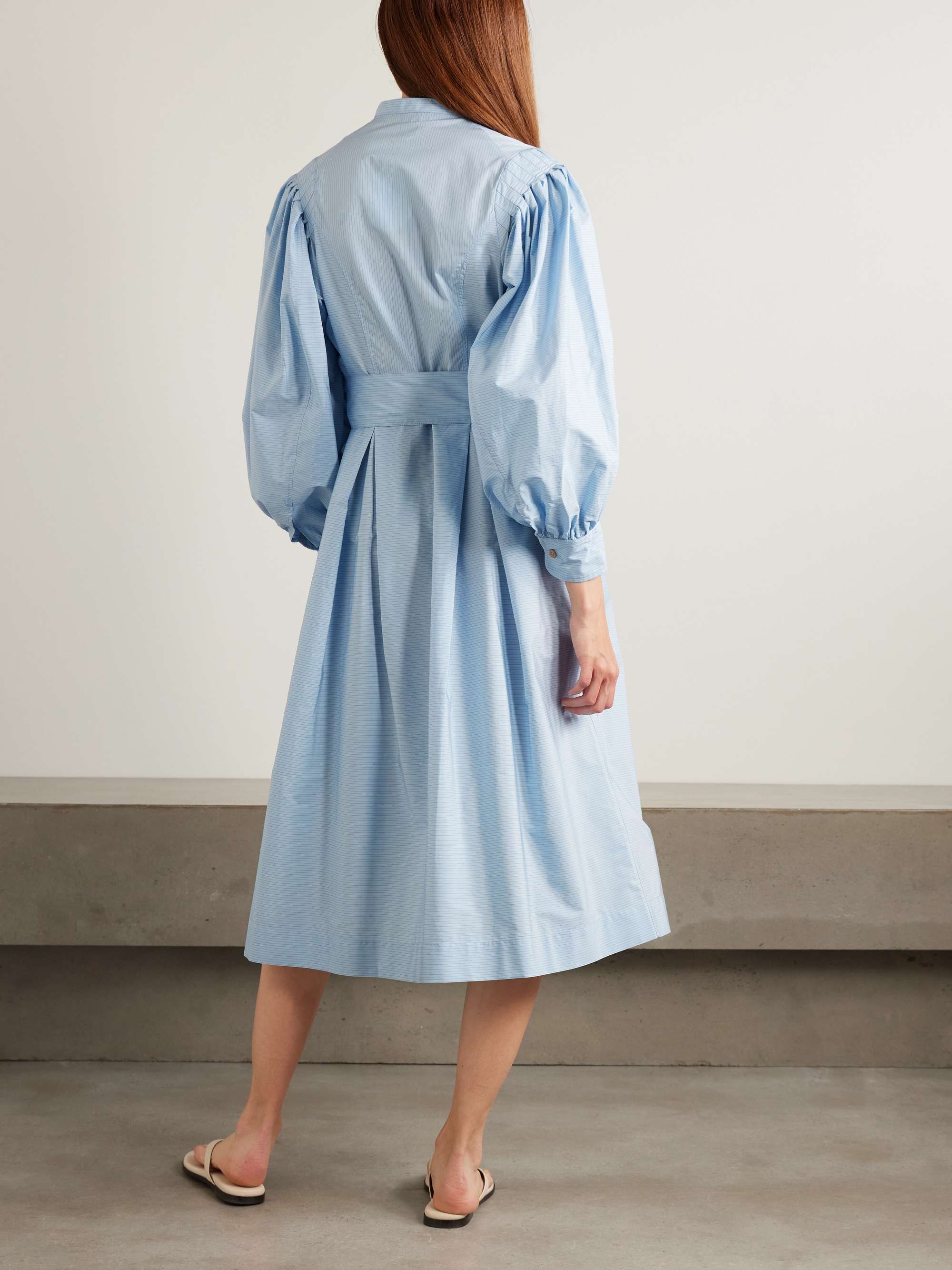 Yvonne belted striped cotton-poplin midi shirt dress view