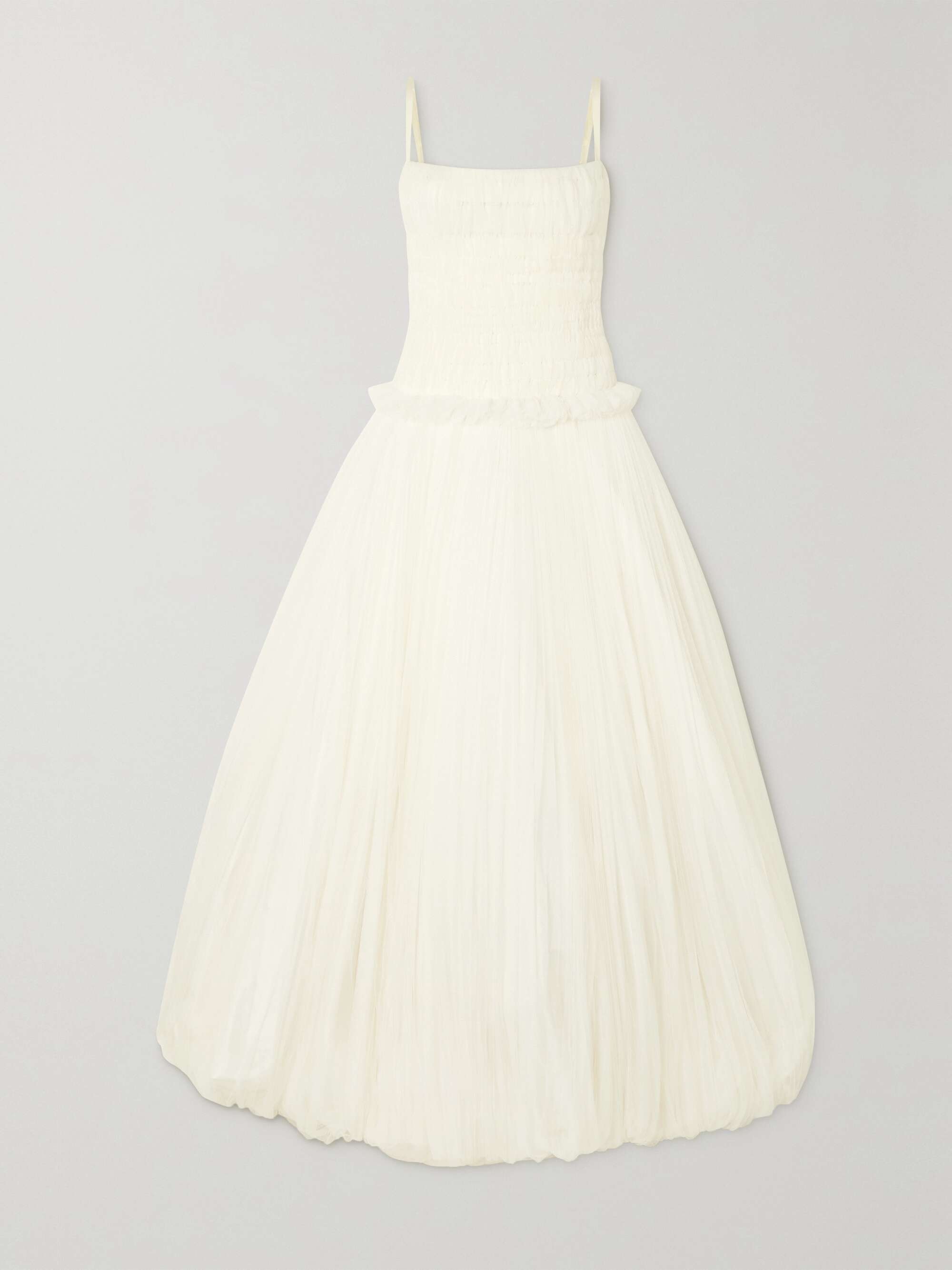 Guinevere shirred grosgrain-trimmed tulle gown view