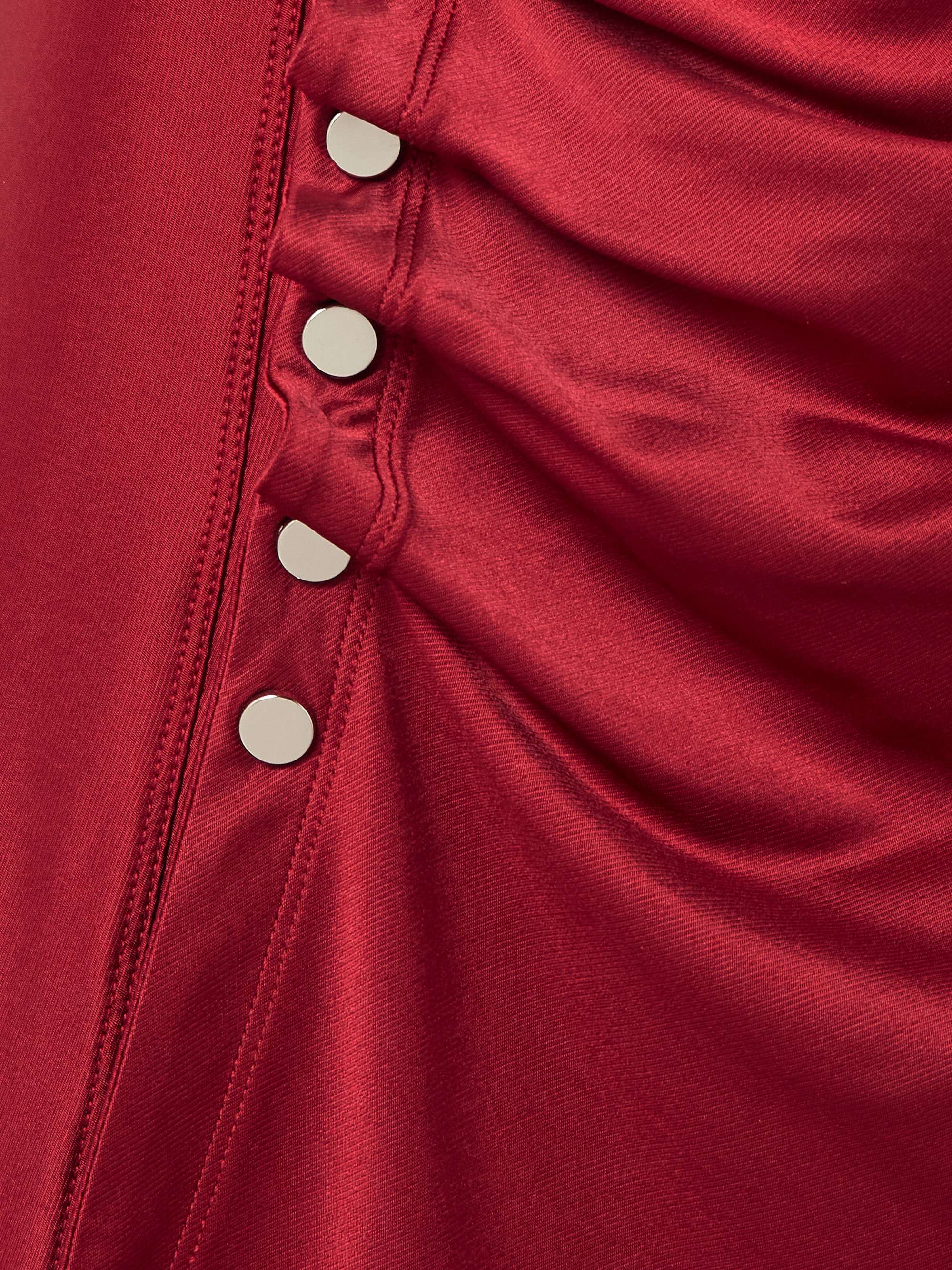 Embellished gathered satin-jersey mini dress view