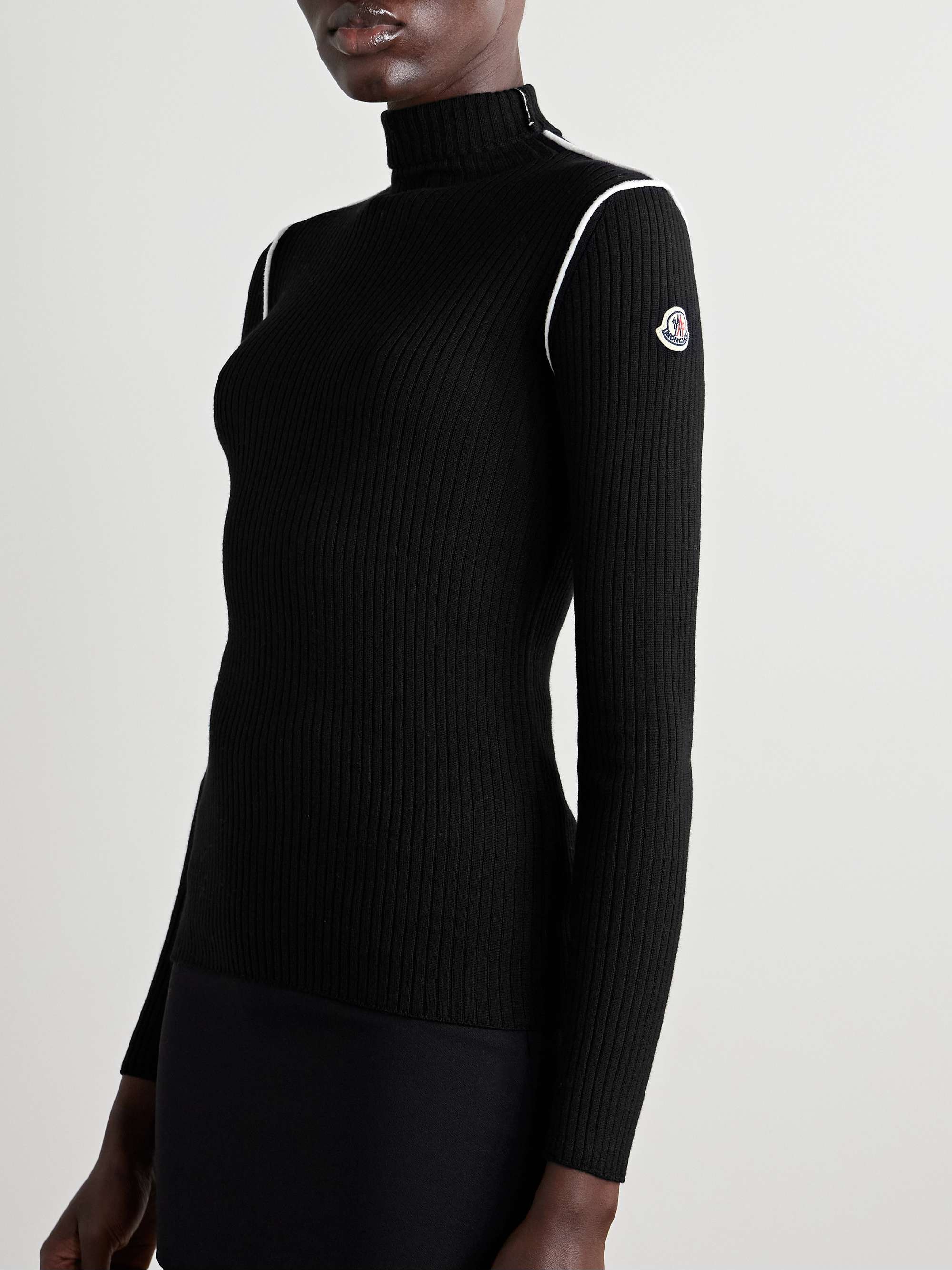 Appliqued ribbed wool turtleneck sweater view