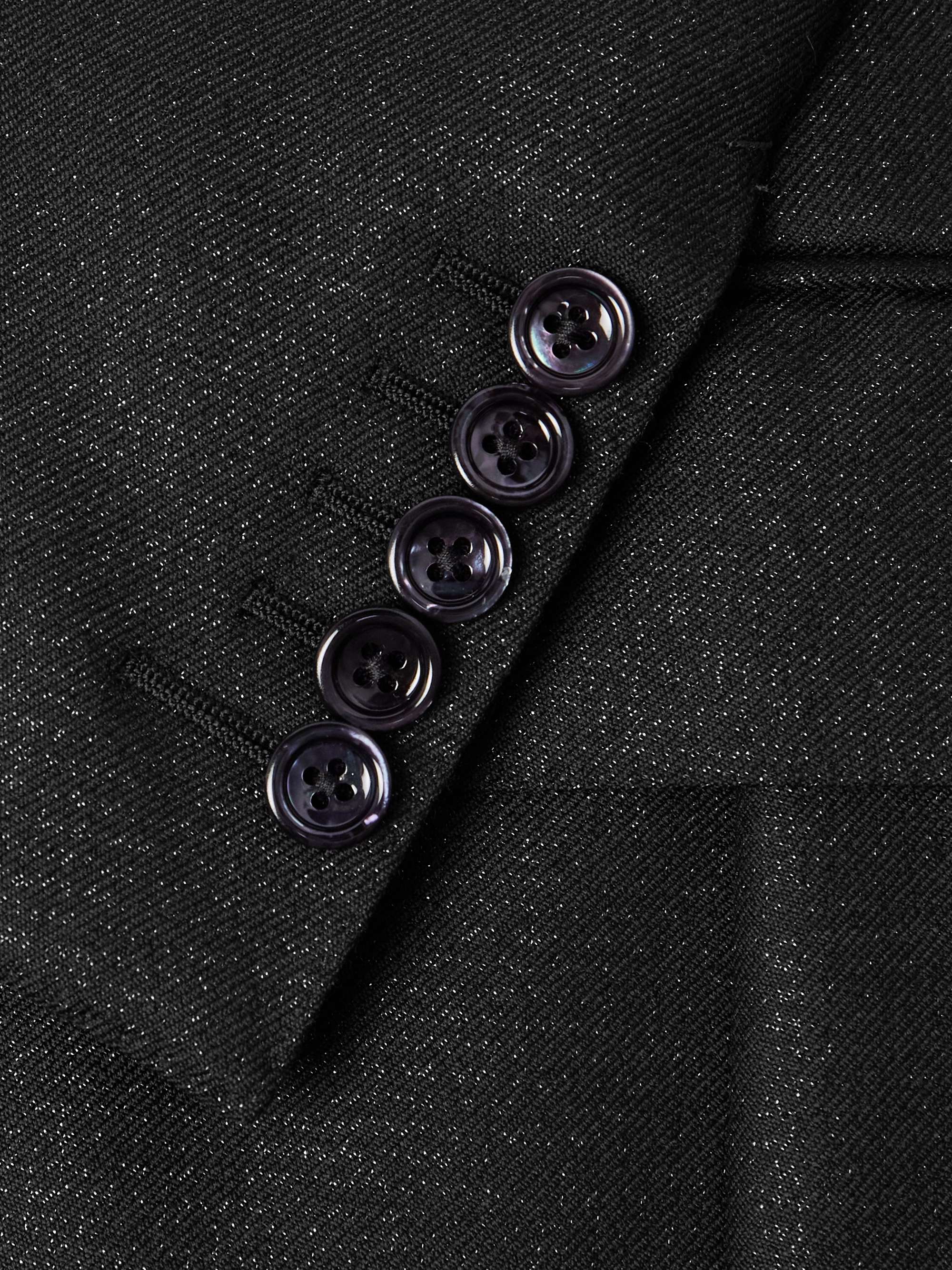 Metallic Prince of Wales Checked Wool-Blend Tuxedo Jacket view