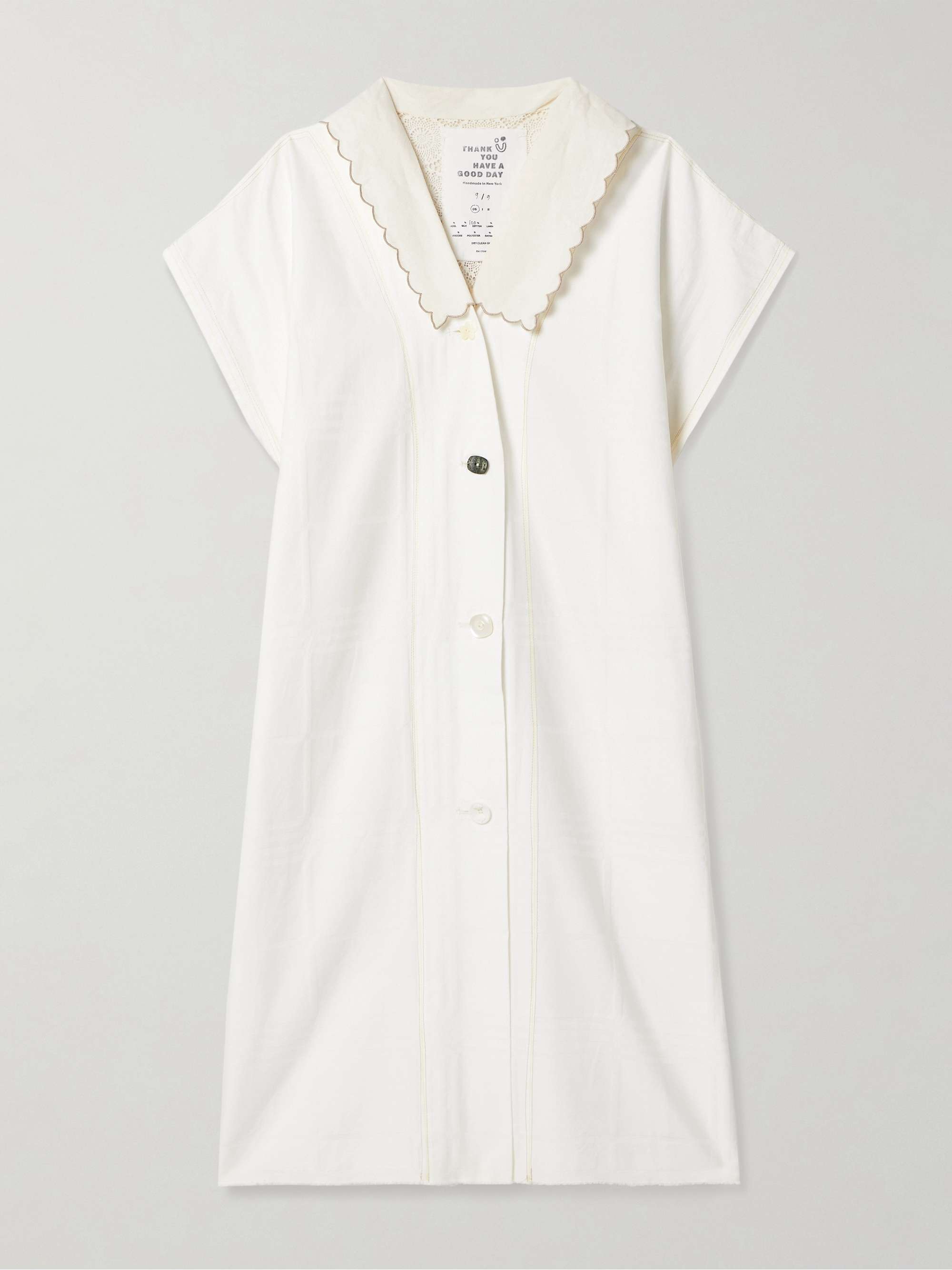 Lace-trimmed cotton Oxford and twill midi shirt dress view