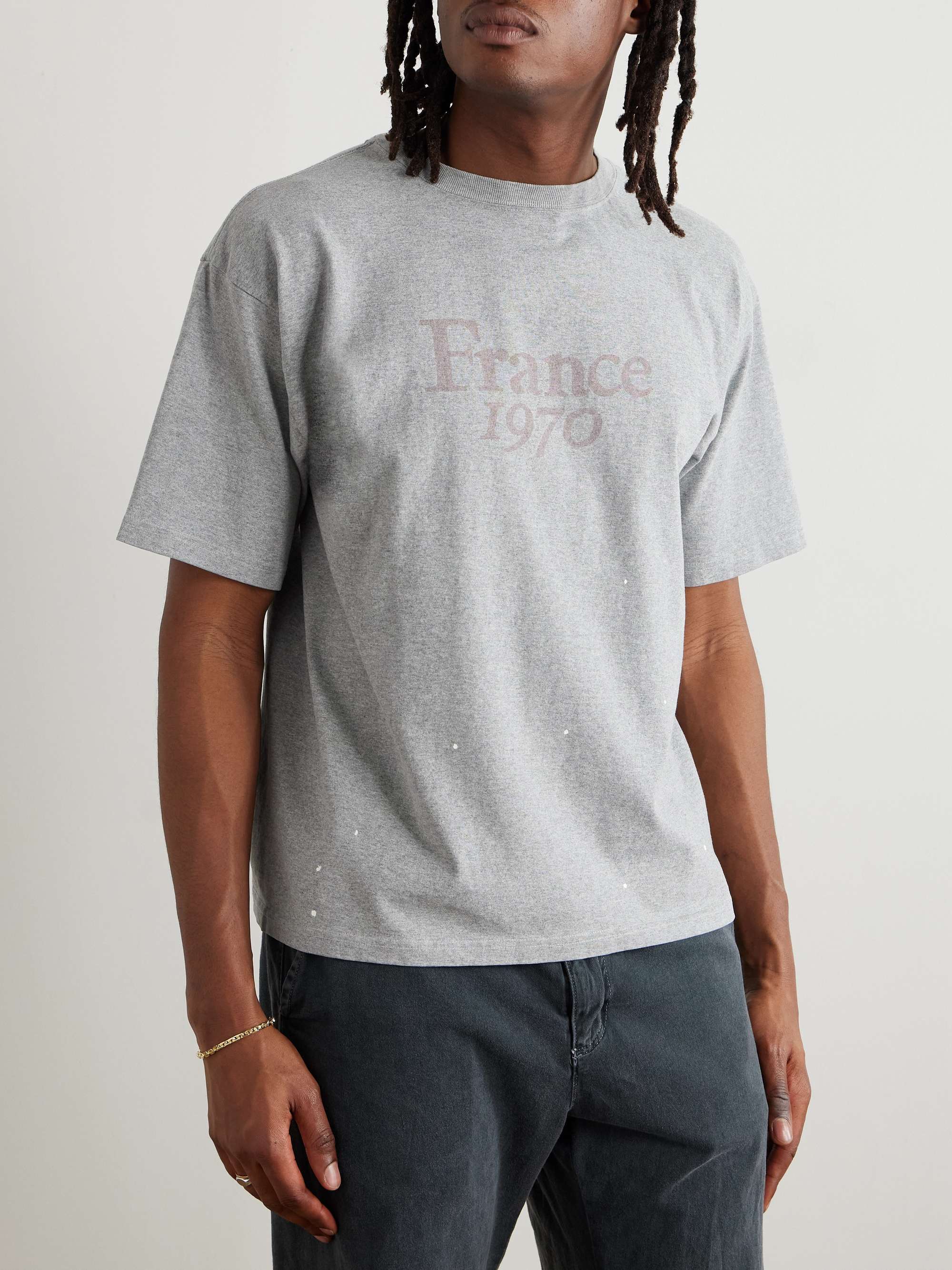 Paint-Splattered Printed Cotton-Jersey T-Shirt view