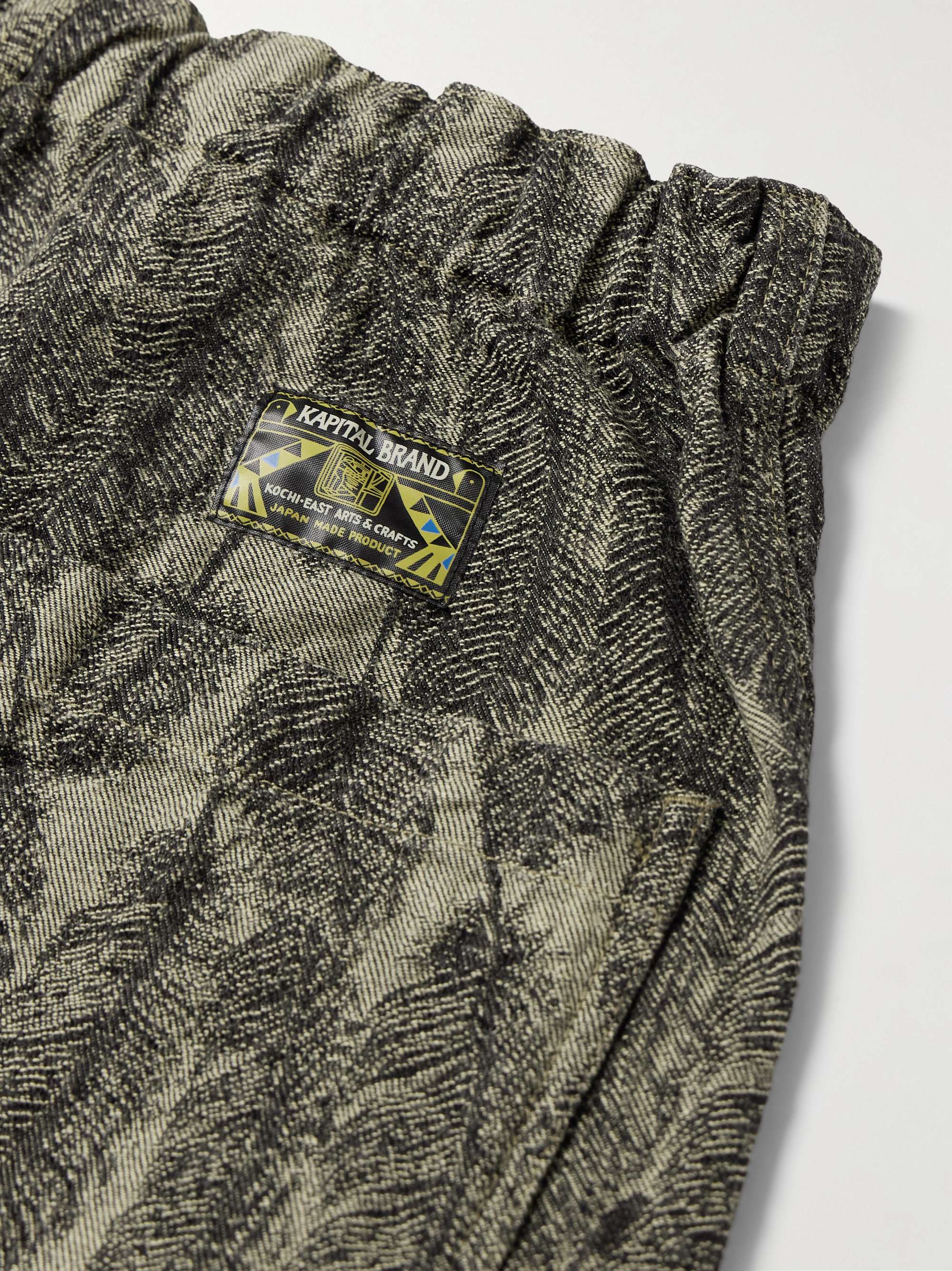 Magpie Straight-Leg Distressed Cotton-Jacquard Drawstring Shorts view