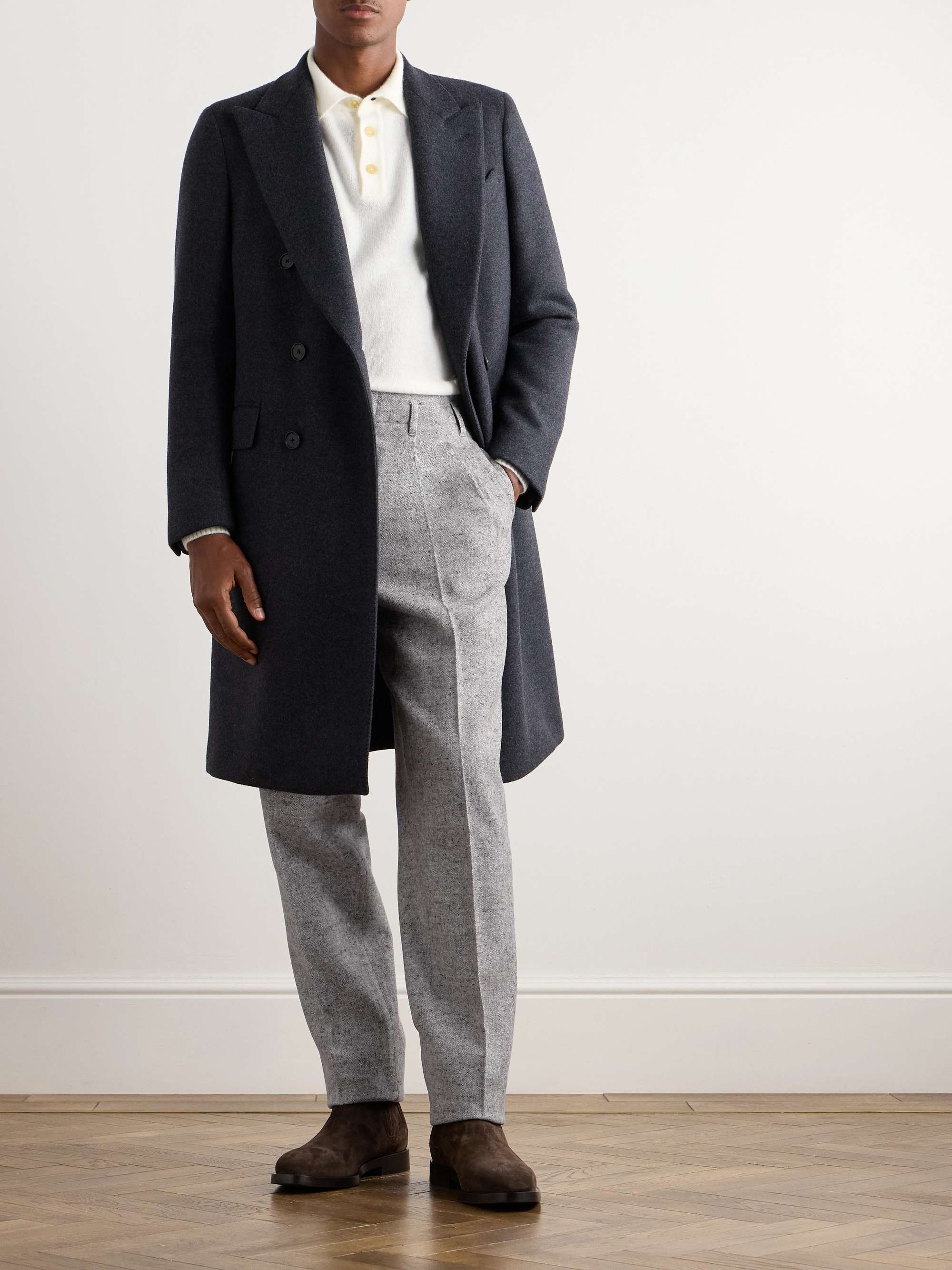 Straight-Leg Pleated Wool and Silk-Blend Trousers view