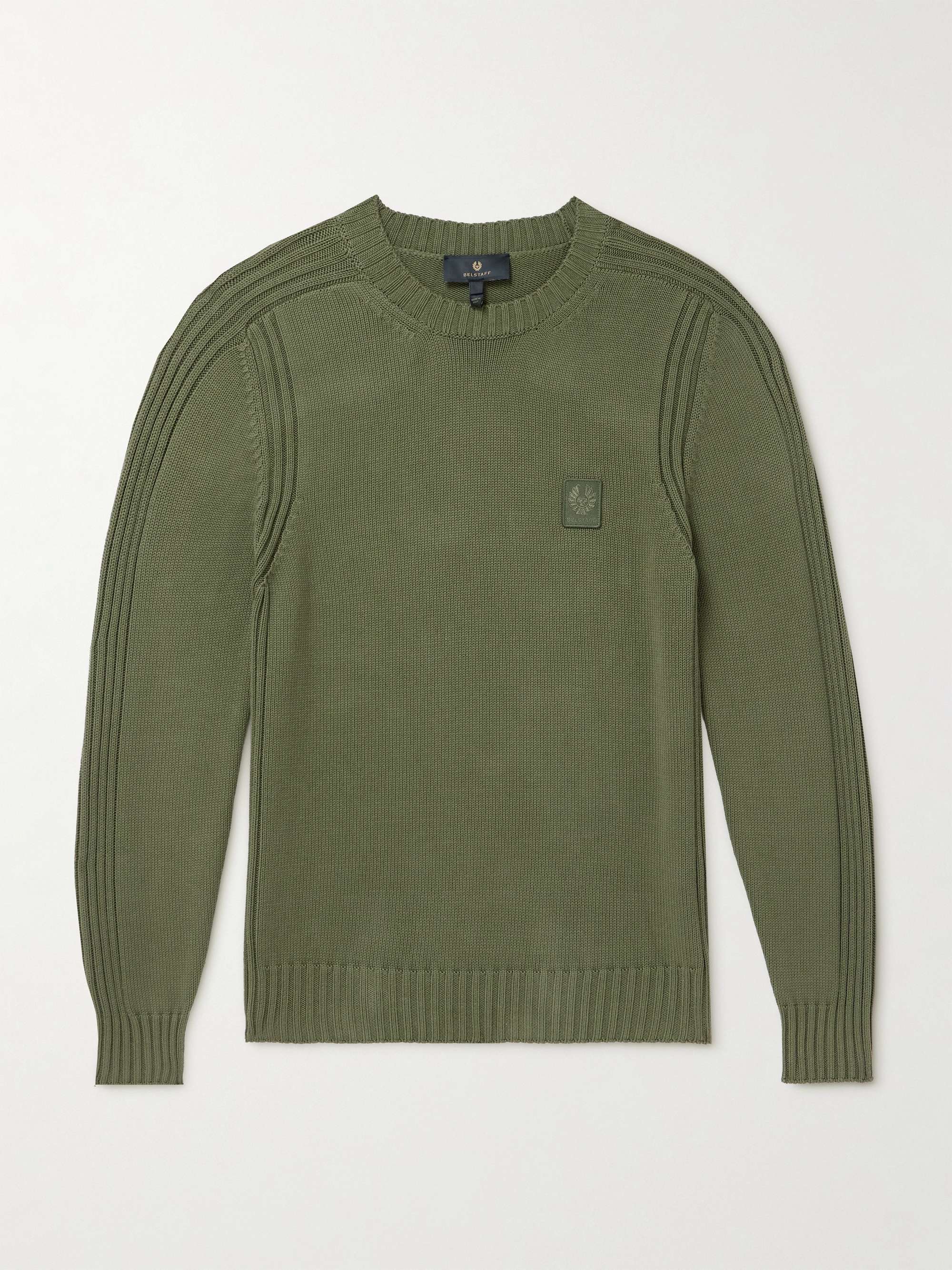 Watch Logo-Appliquéd Ribbed Cotton Sweater view