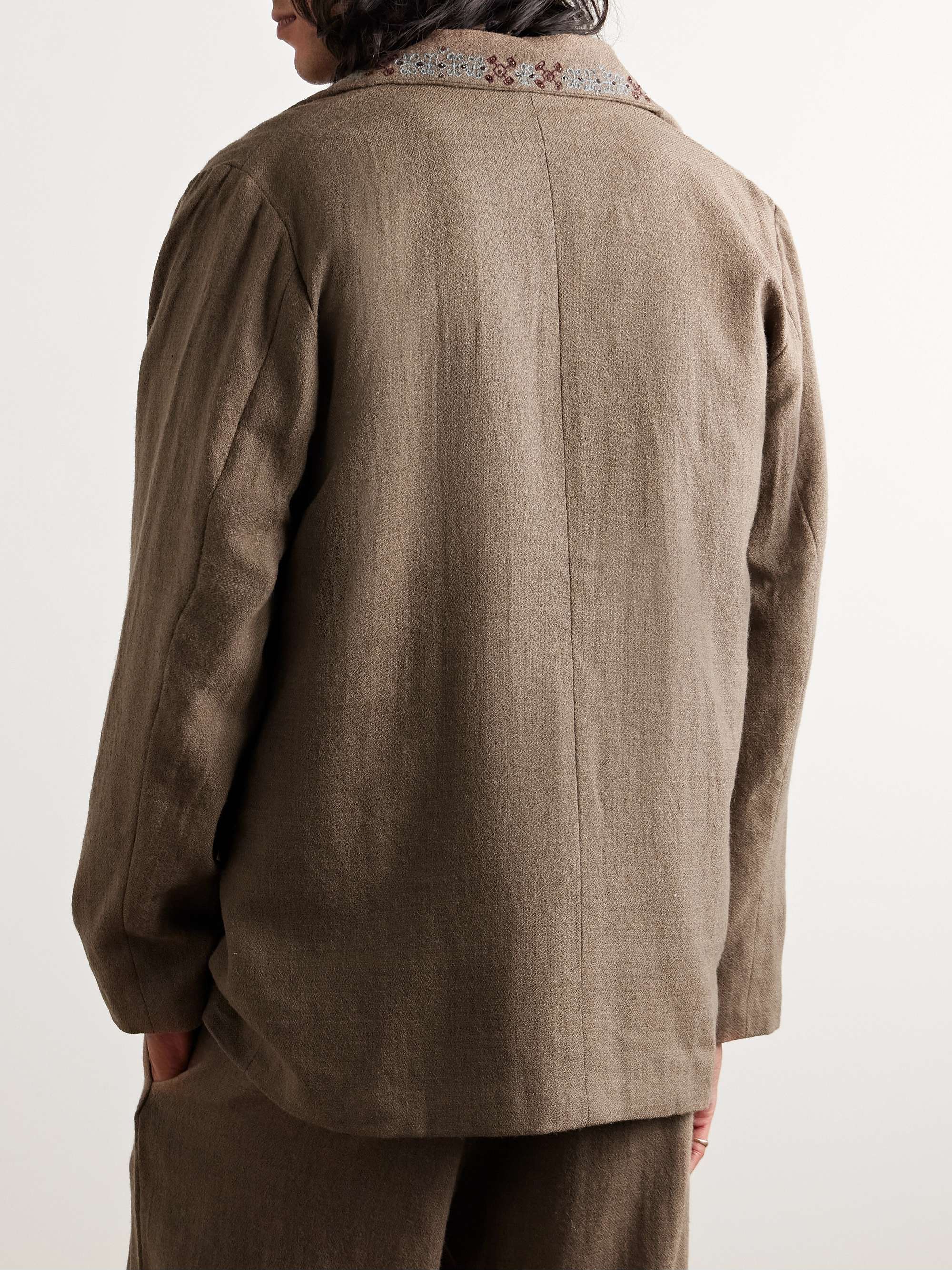 Unstructured Bead-Embroidered Embroidered Wool Suit Jacket view