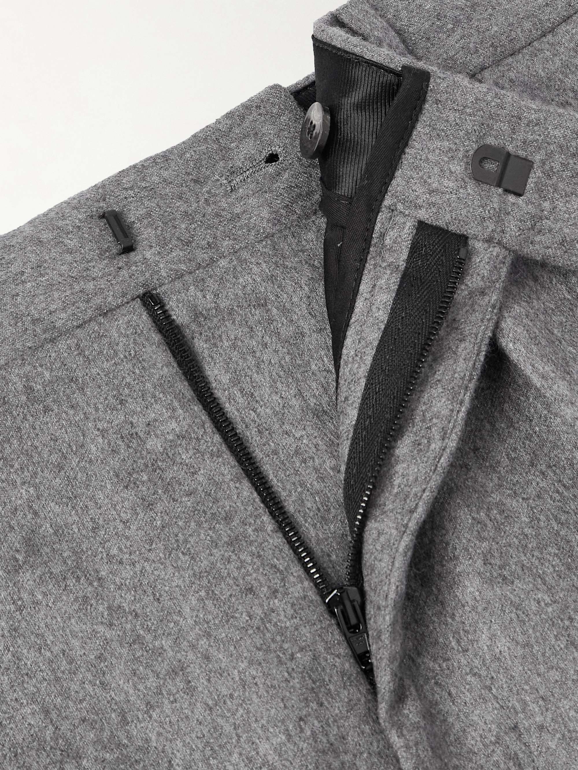Keith Tapered Pleated Cashmere-Flannel Trousers view