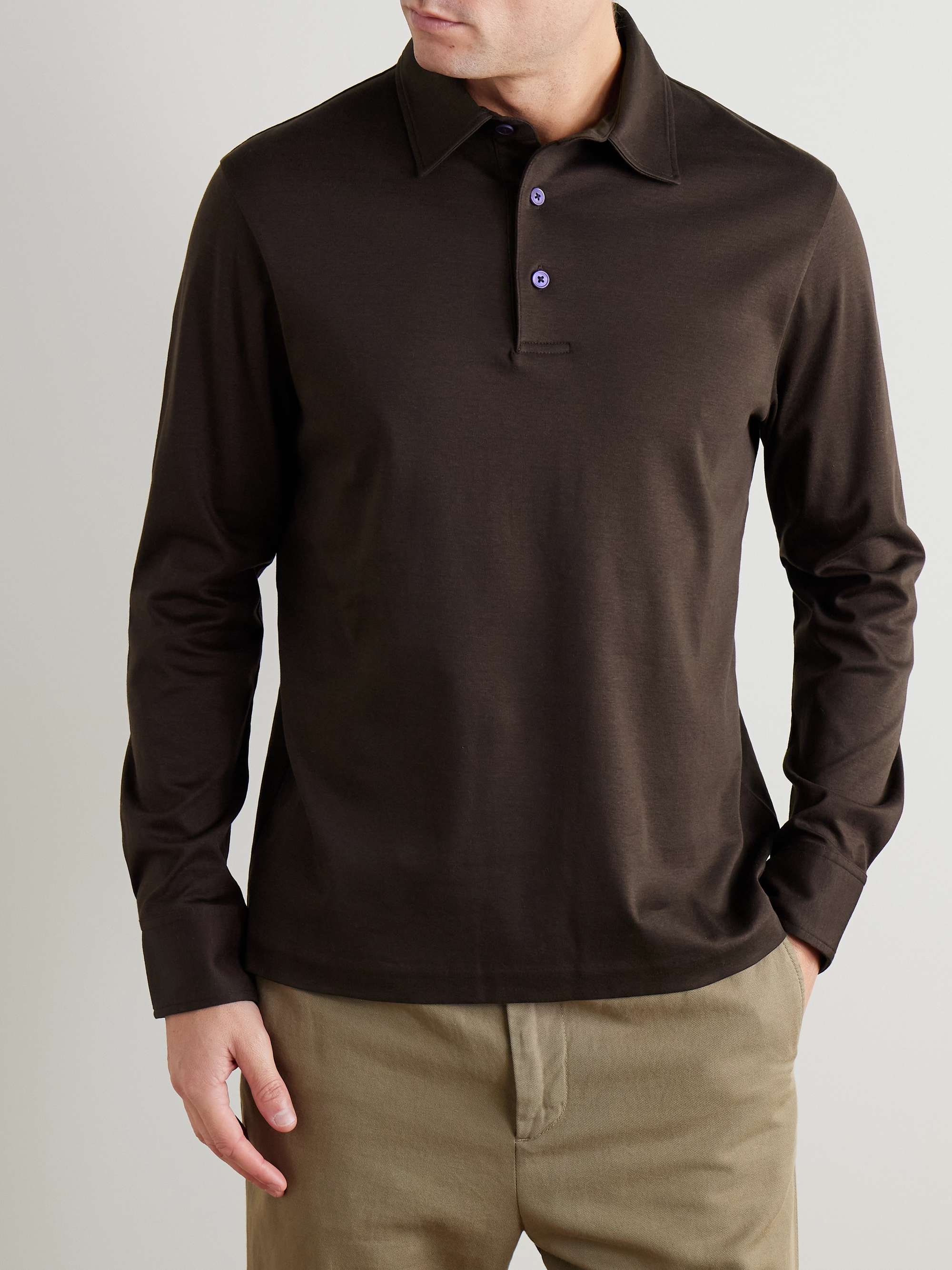 Mercerised Cotton-Jersey Polo Shirt view