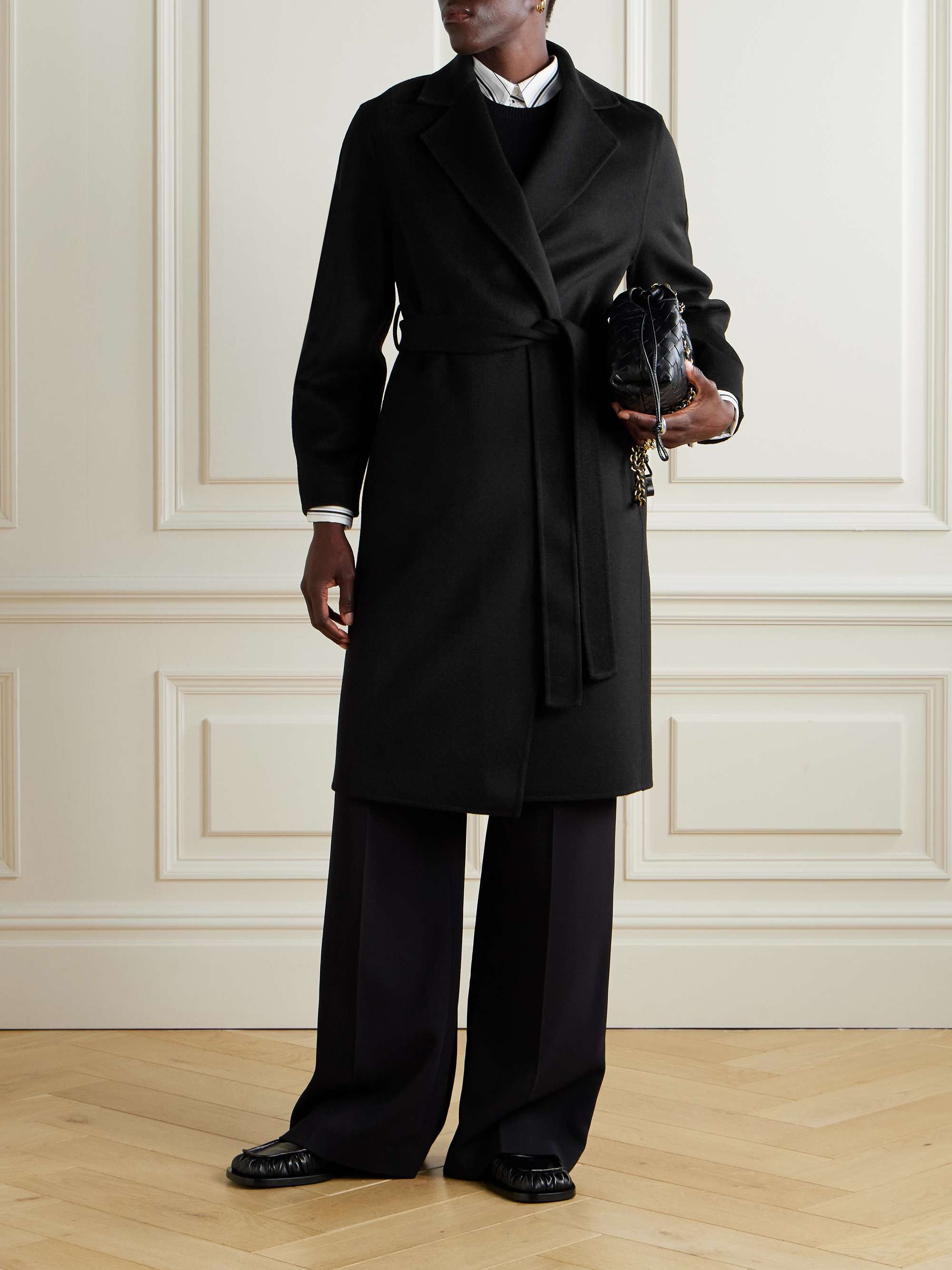 Cenda belted wool and cashmere-blend coat view
