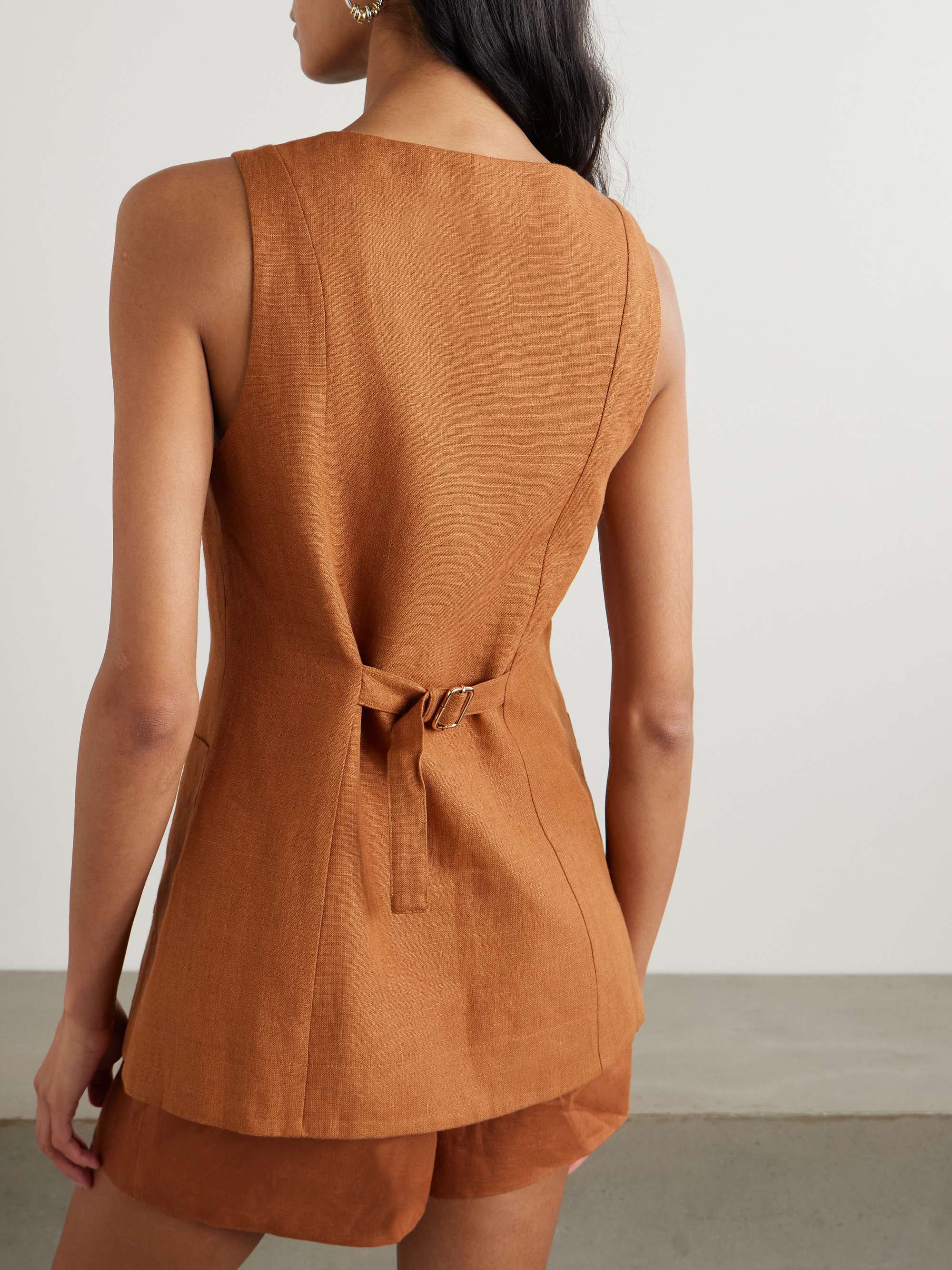 Lorenzo grosgrain-trimmed linen vest view