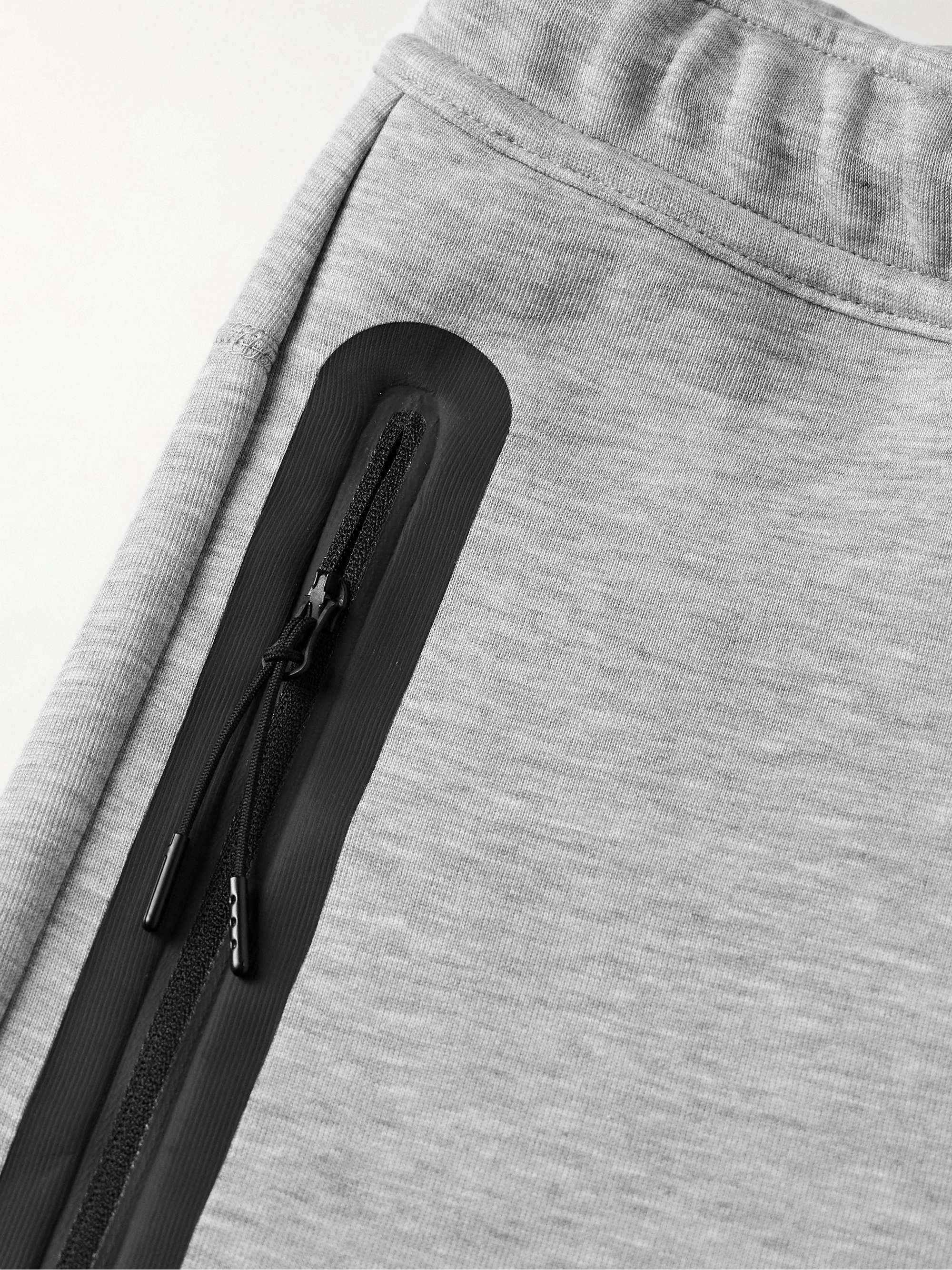 Straight-Leg Logo-Print Cotton-Blend Tech Fleece Drawstring Shorts view
