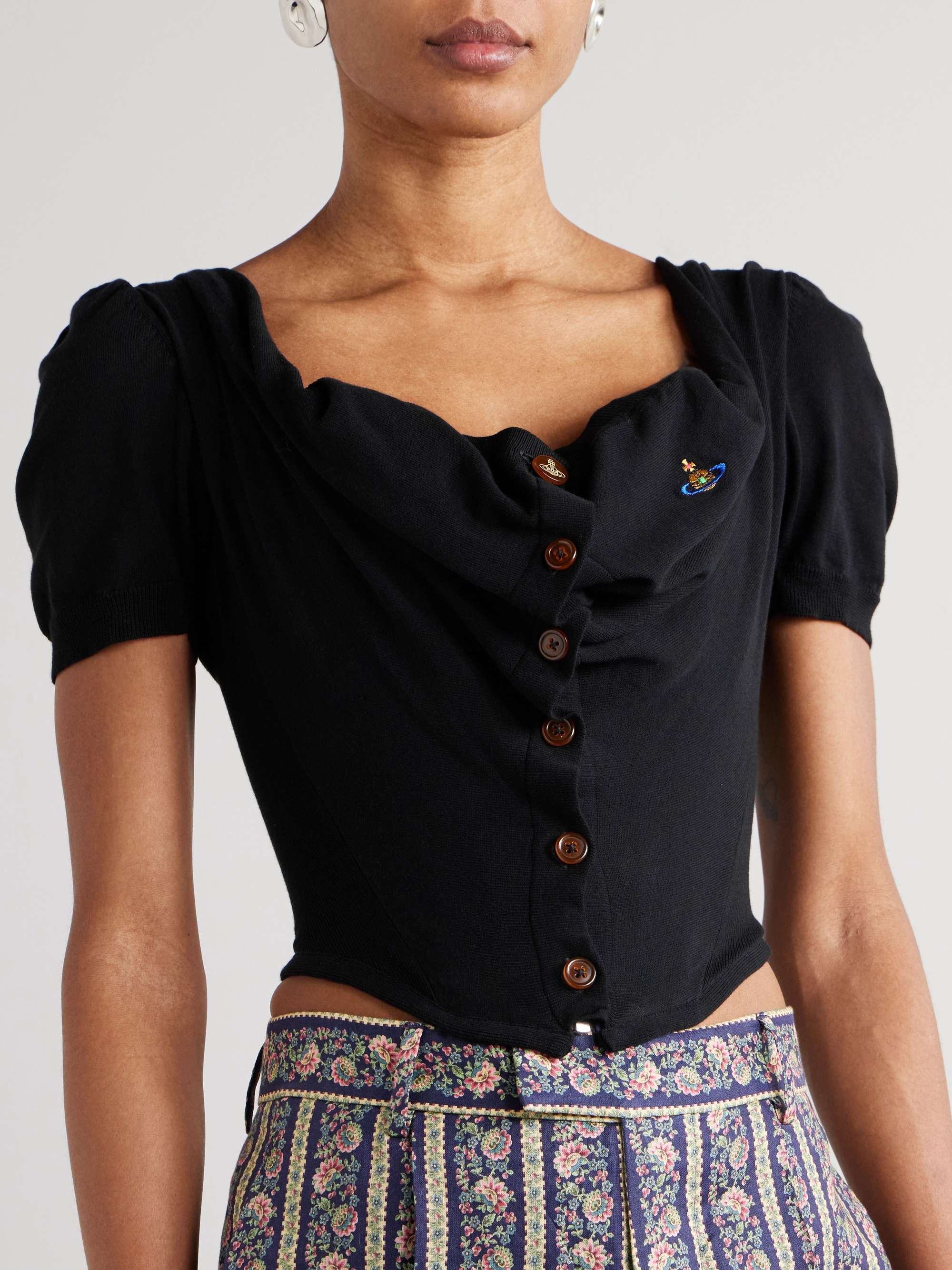 Bea printed draped cotton top view