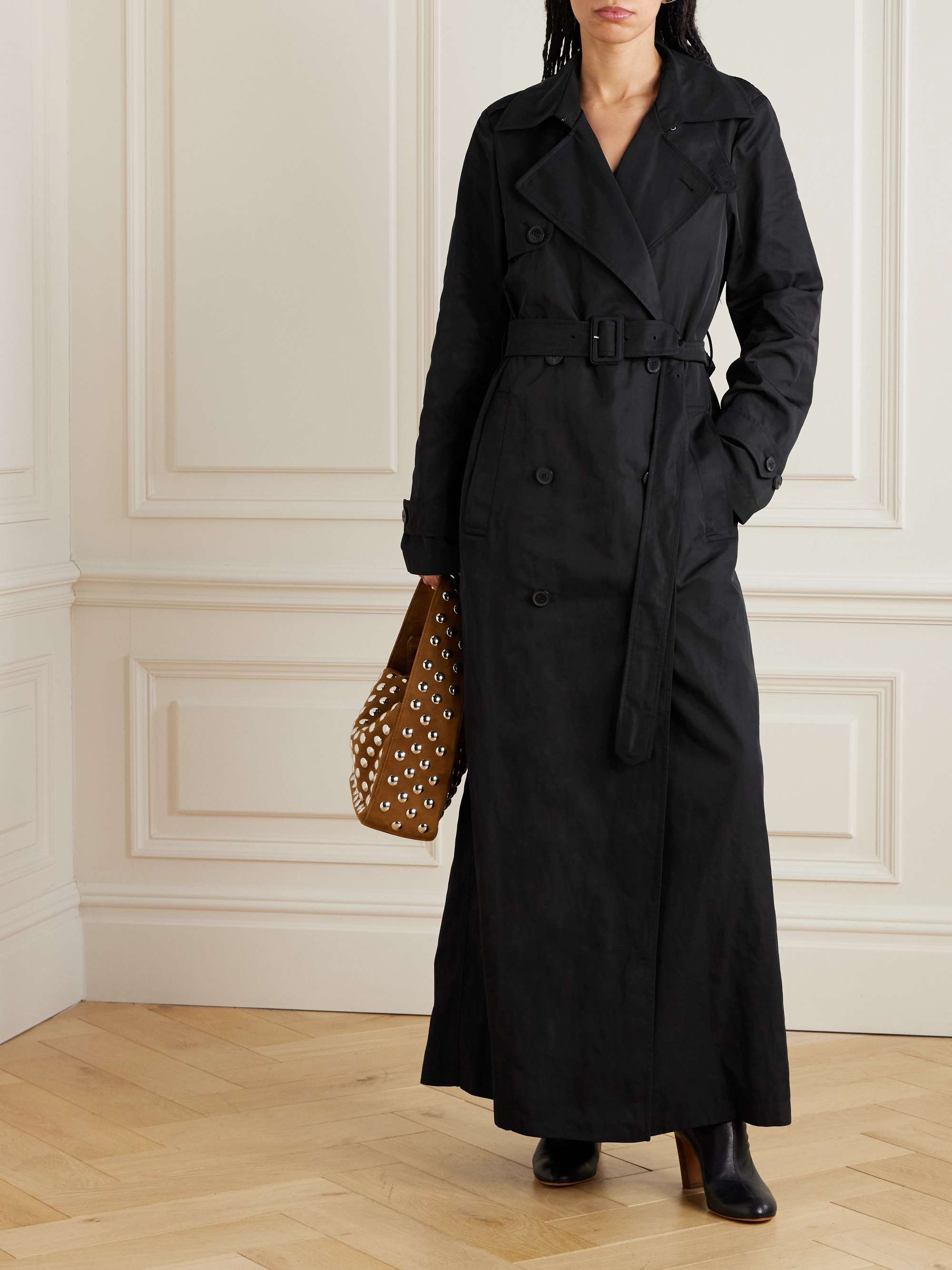 Double-breasted twill trench coat view