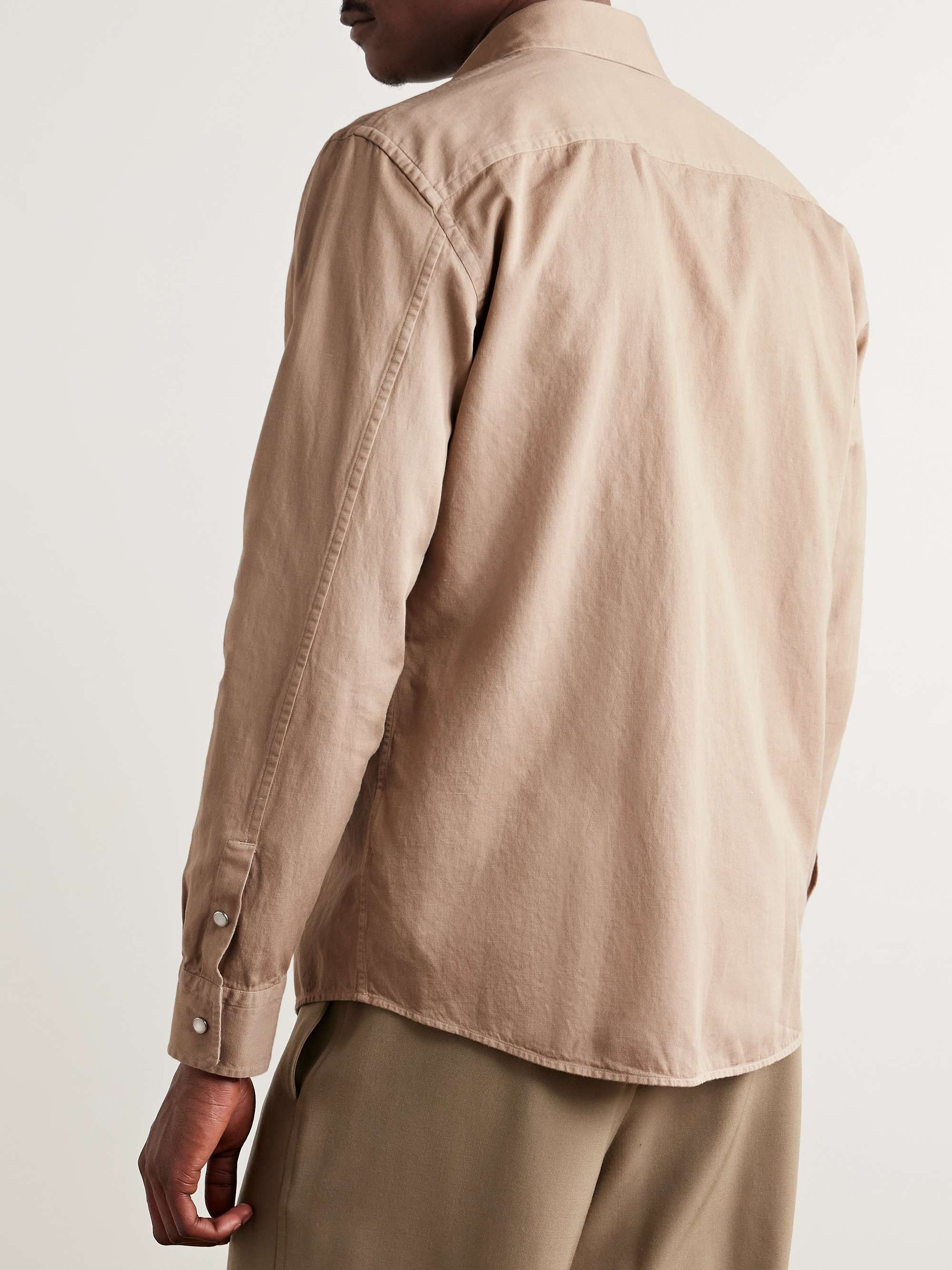 Slim-Fit Cotton and Linen-Blend Shirt view