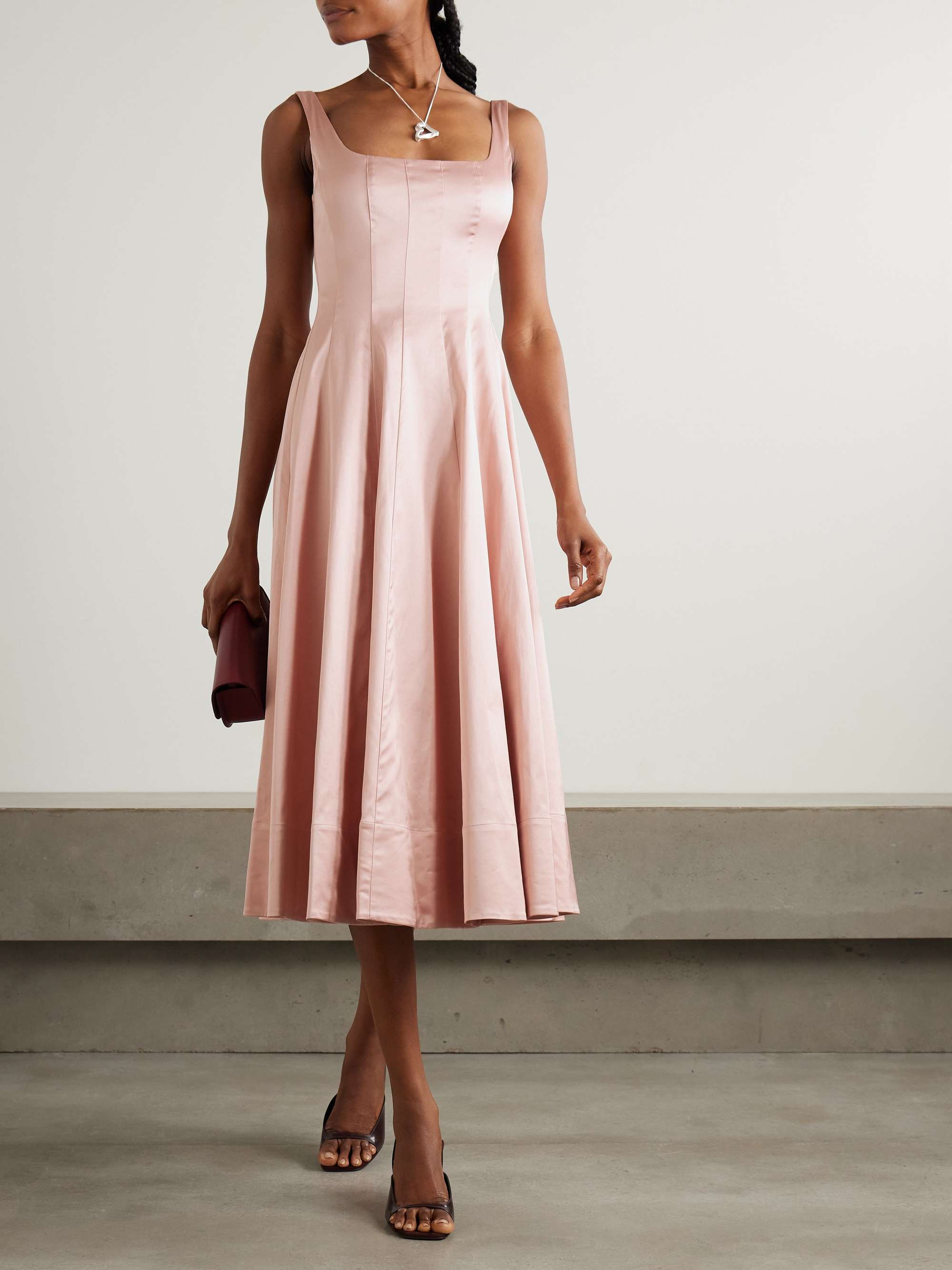 Wells pleated satin midi dress view