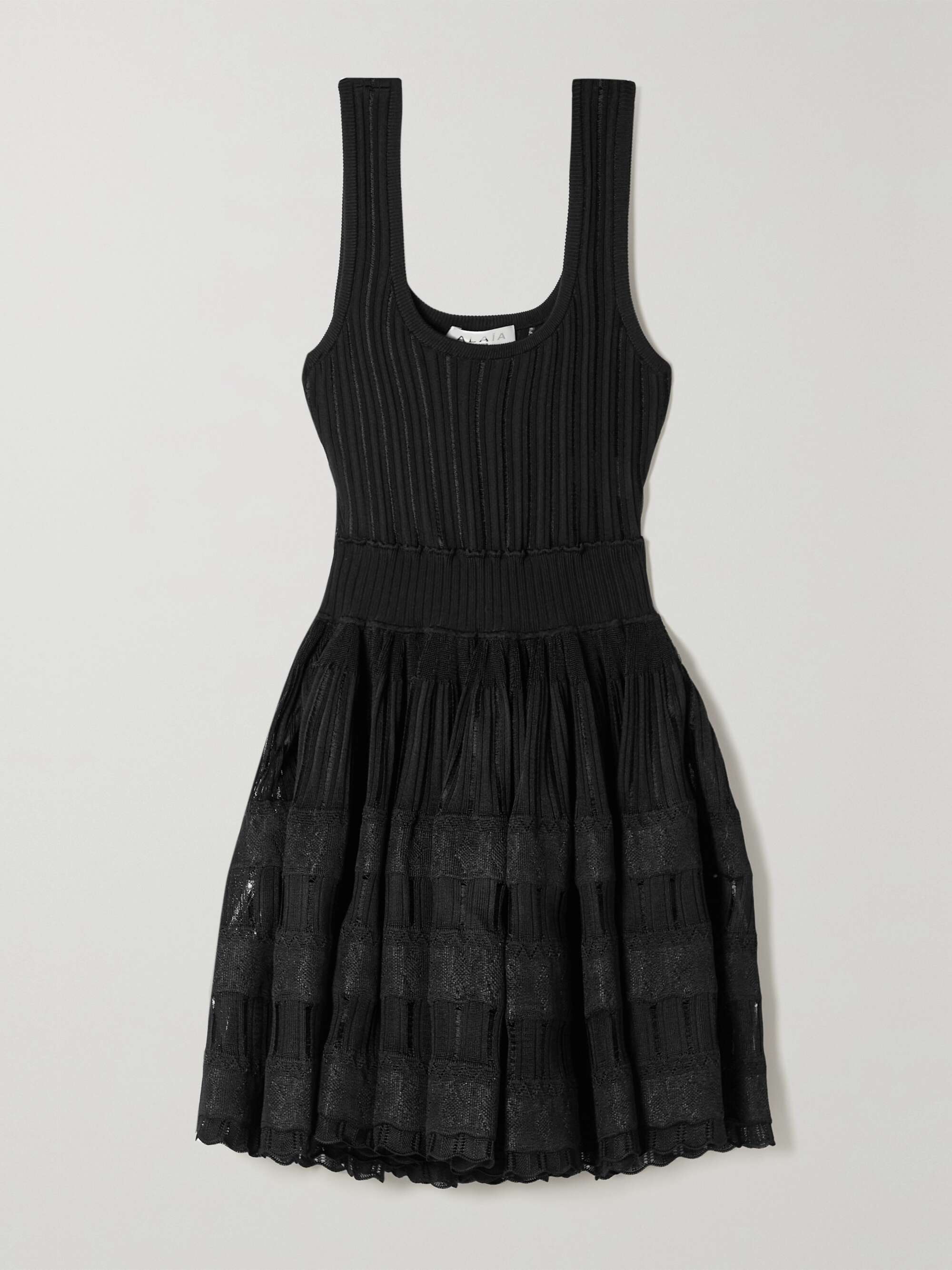 Ribbed pointelle-knit mini dress view