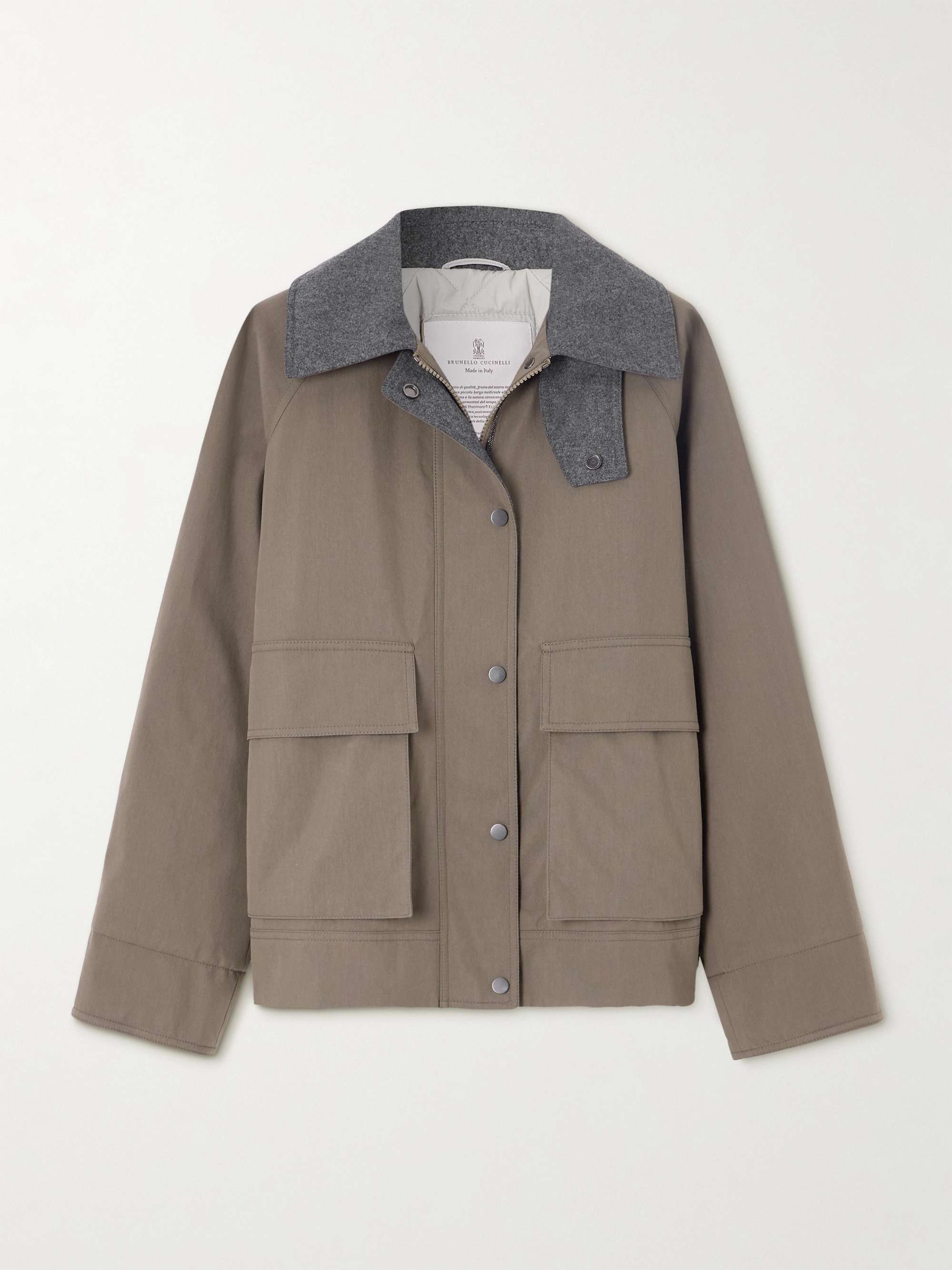 Bead-embellished wool felt-trimmed padded cotton-blend jacket view