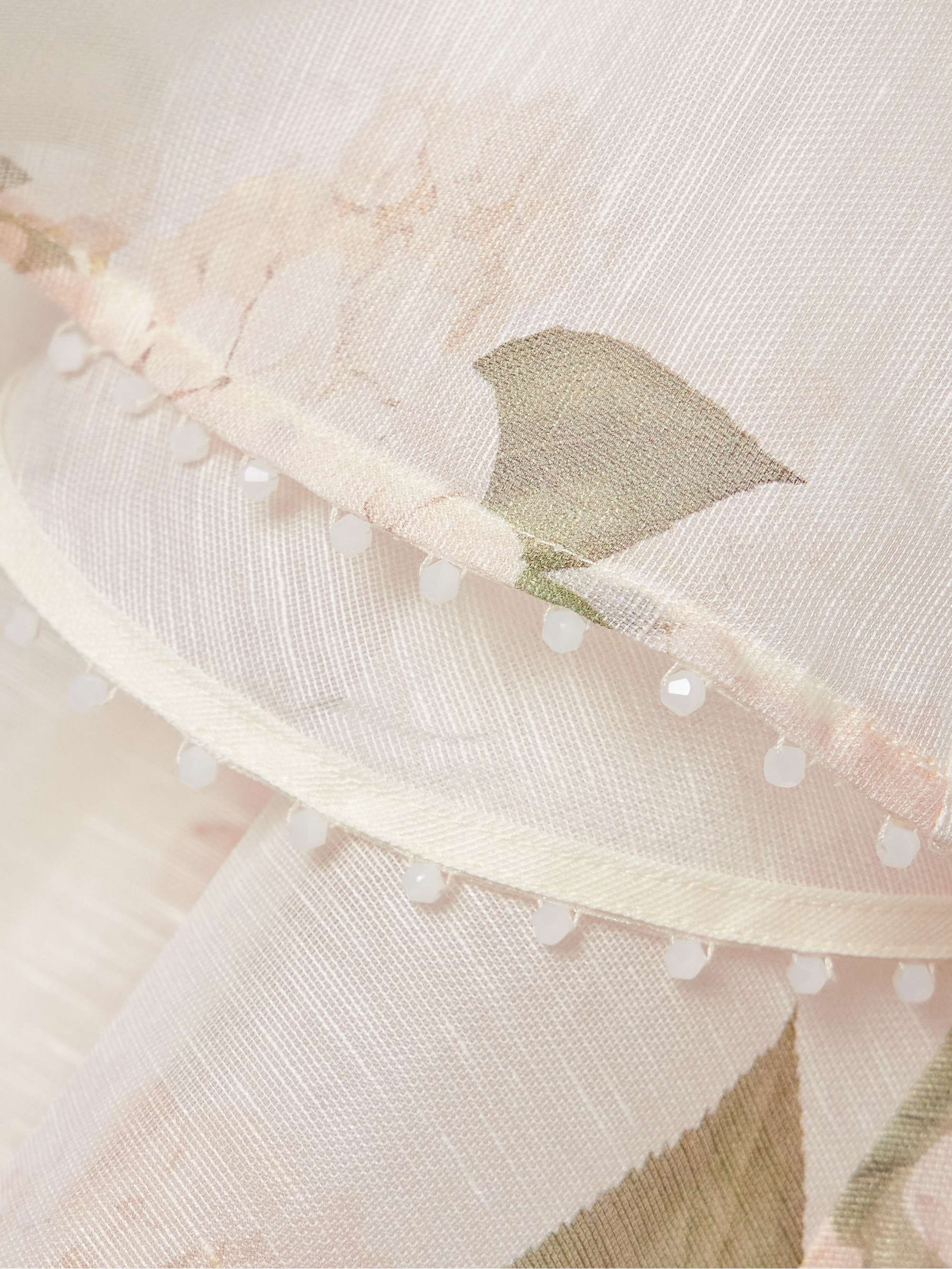 Balance belted floral-print linen and silk-blend organza mini dress view