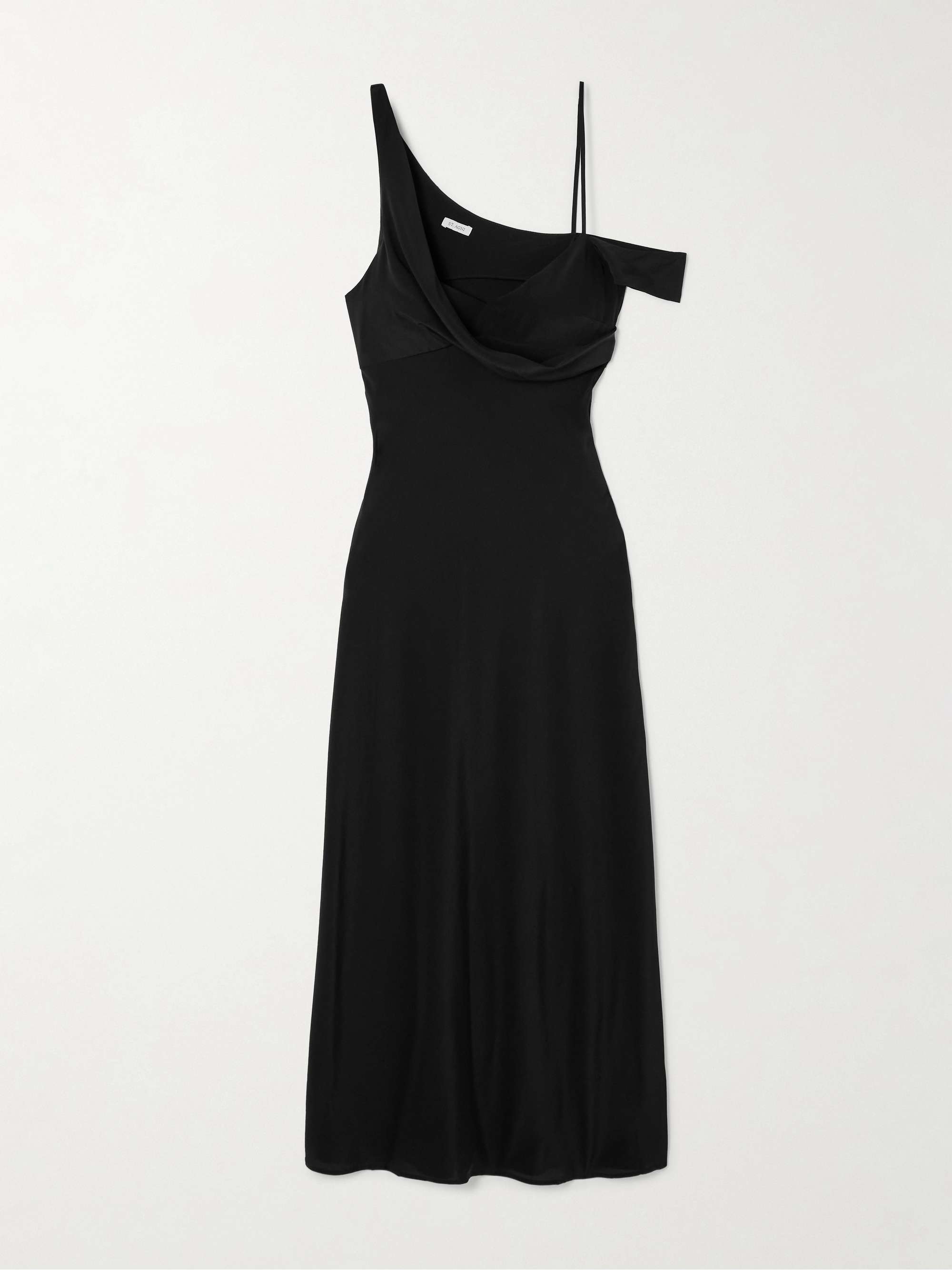 Draped silk midi dress view