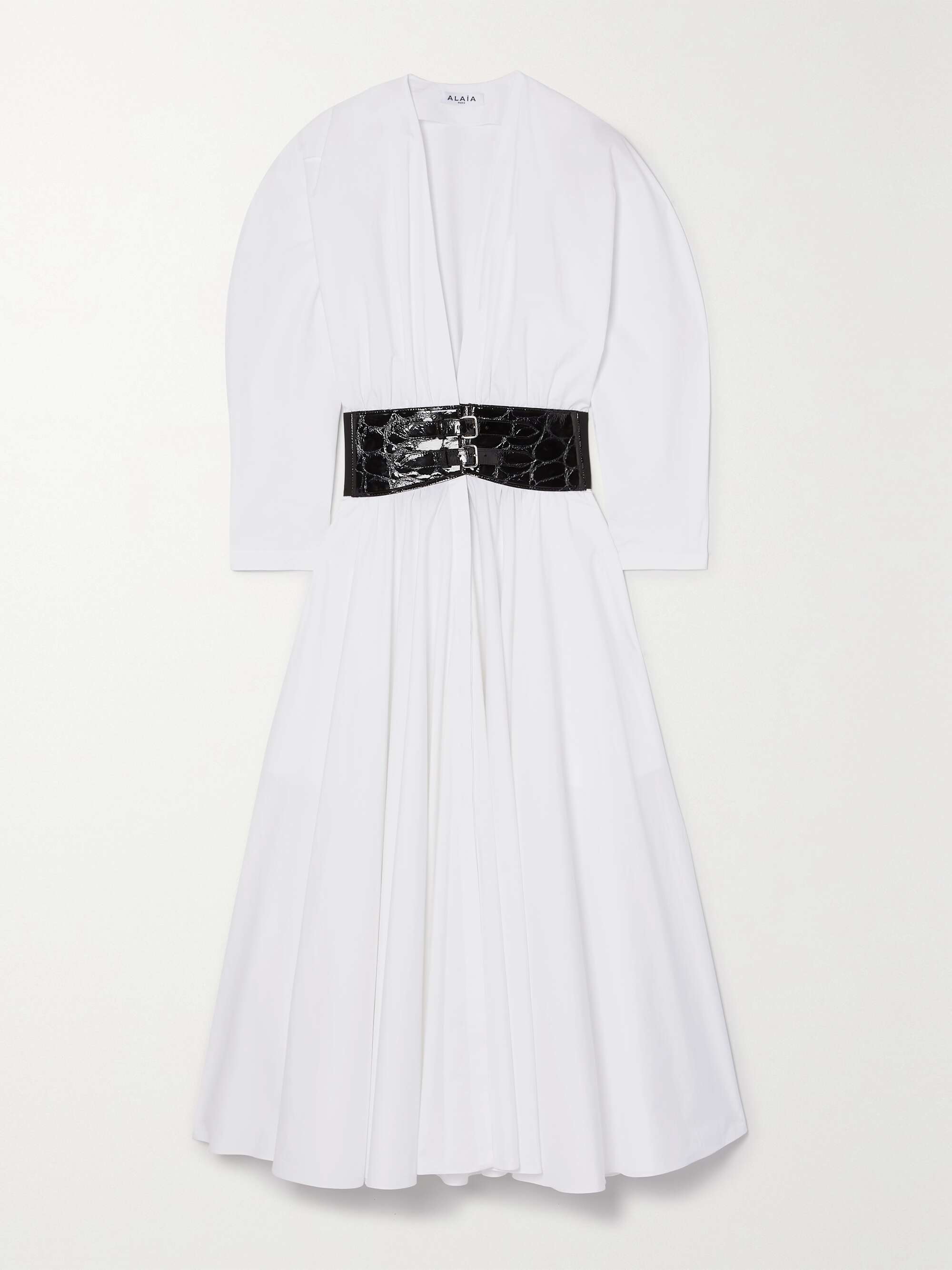 Archetypes belted gathered cotton-poplin midi dress view