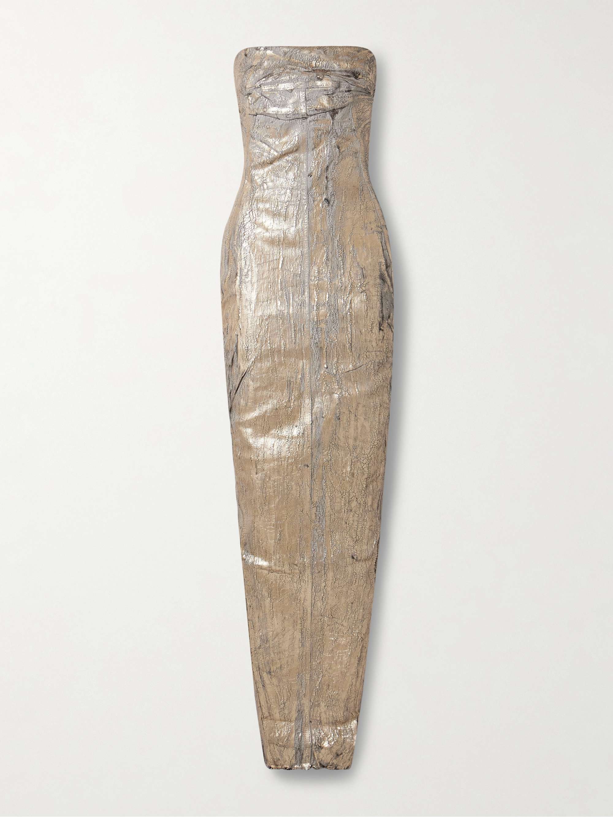 Abito strapless metallic coated-denim gown view