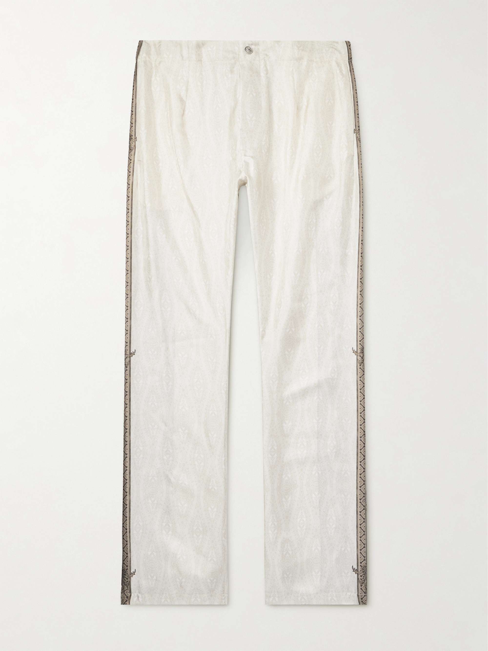 Slim-Fit Straight-Leg Printed Silk-Twill Trousers view