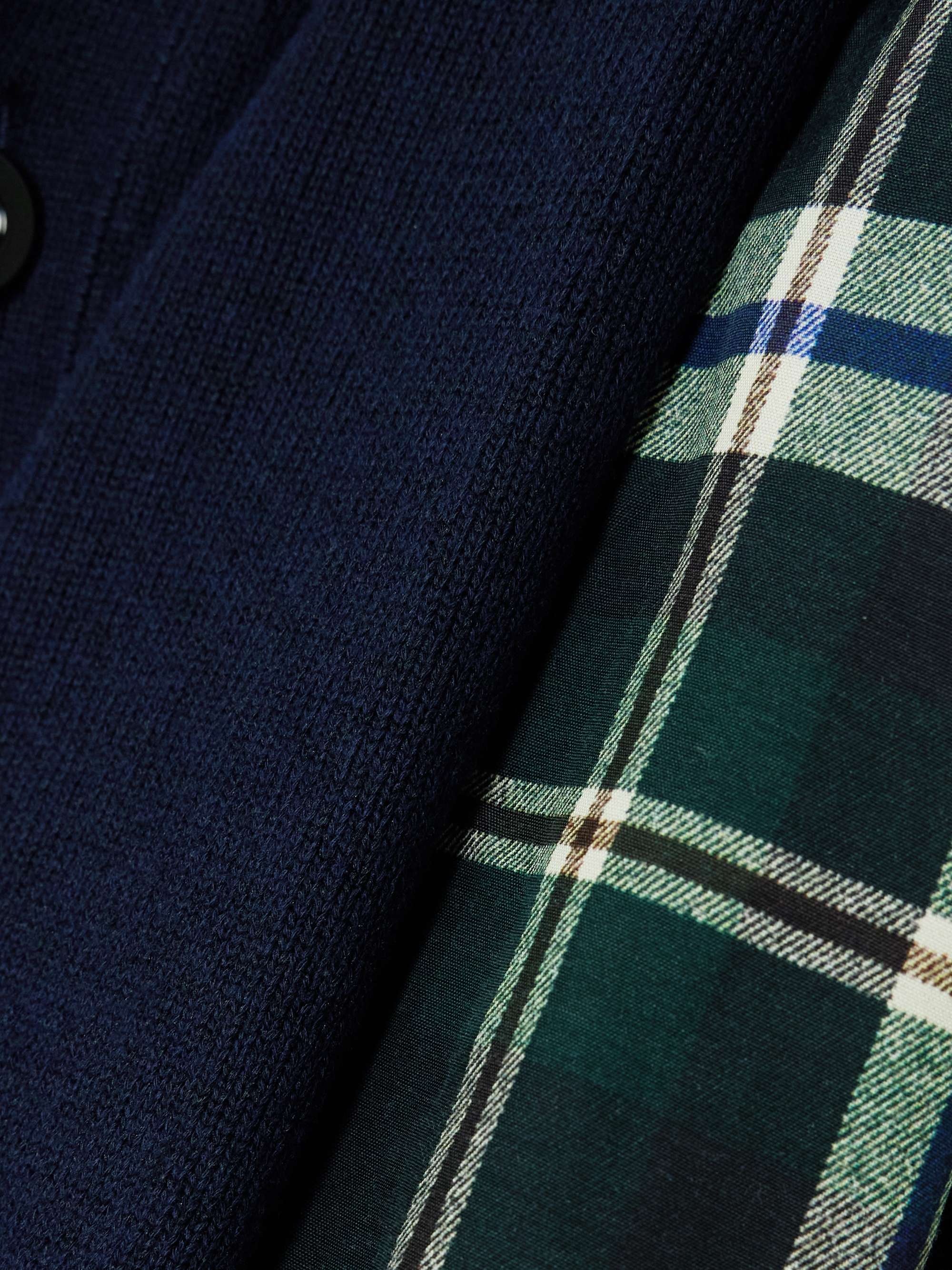 Paneled cotton-blend and checked poplin cardigan view