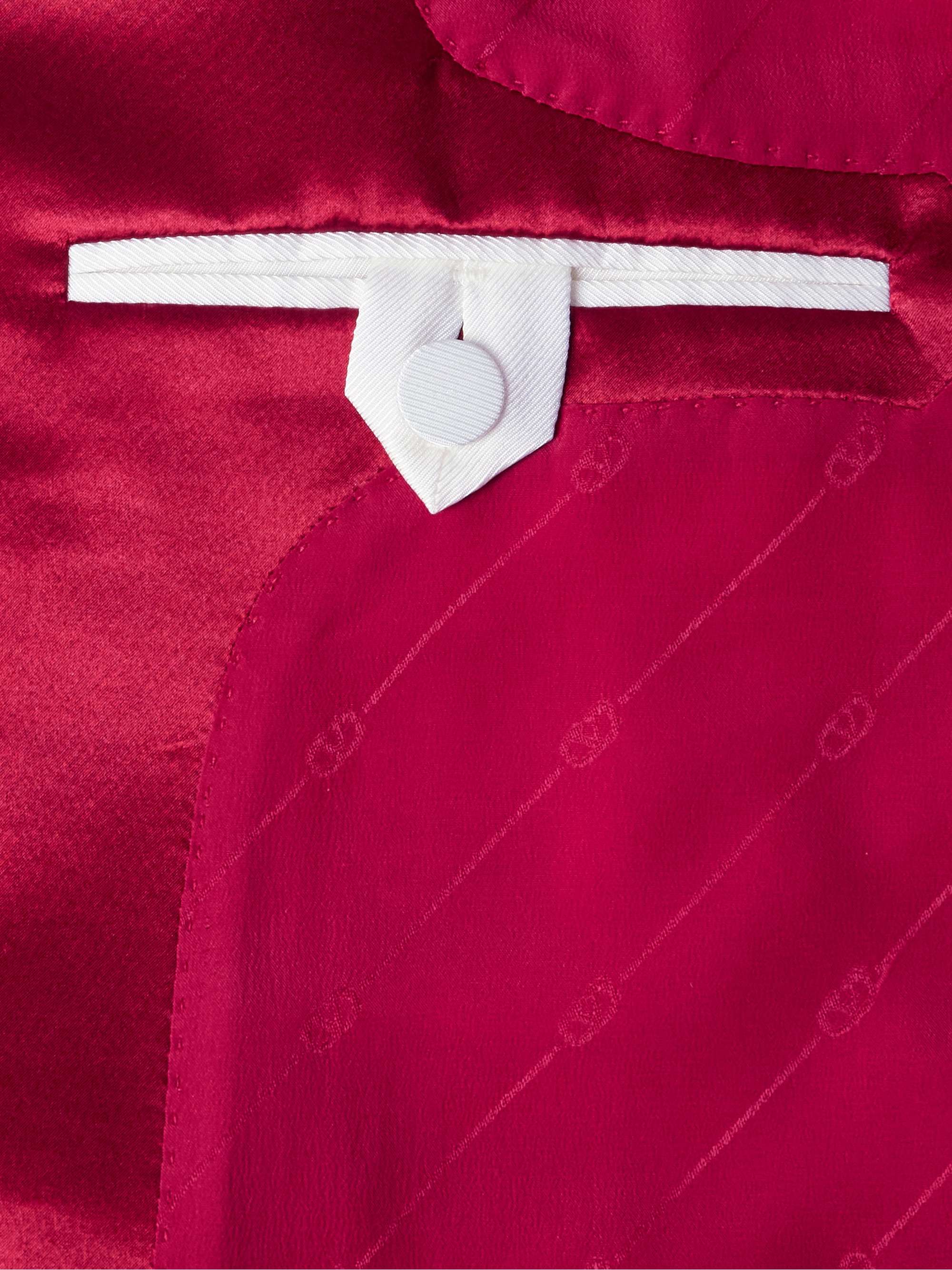 Double-Breasted Silk Satin-Trimmed Grain de Poudre Wool Blazer view