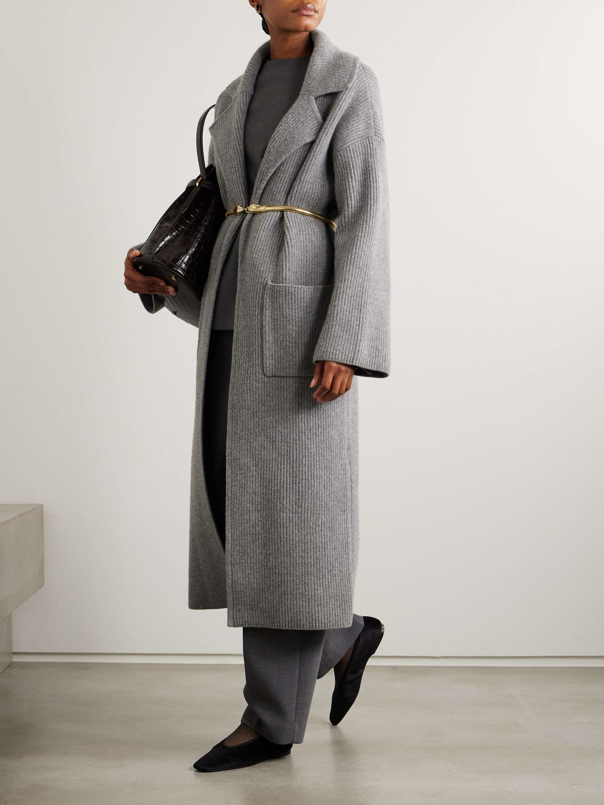 Ribbed wool-blend coat view