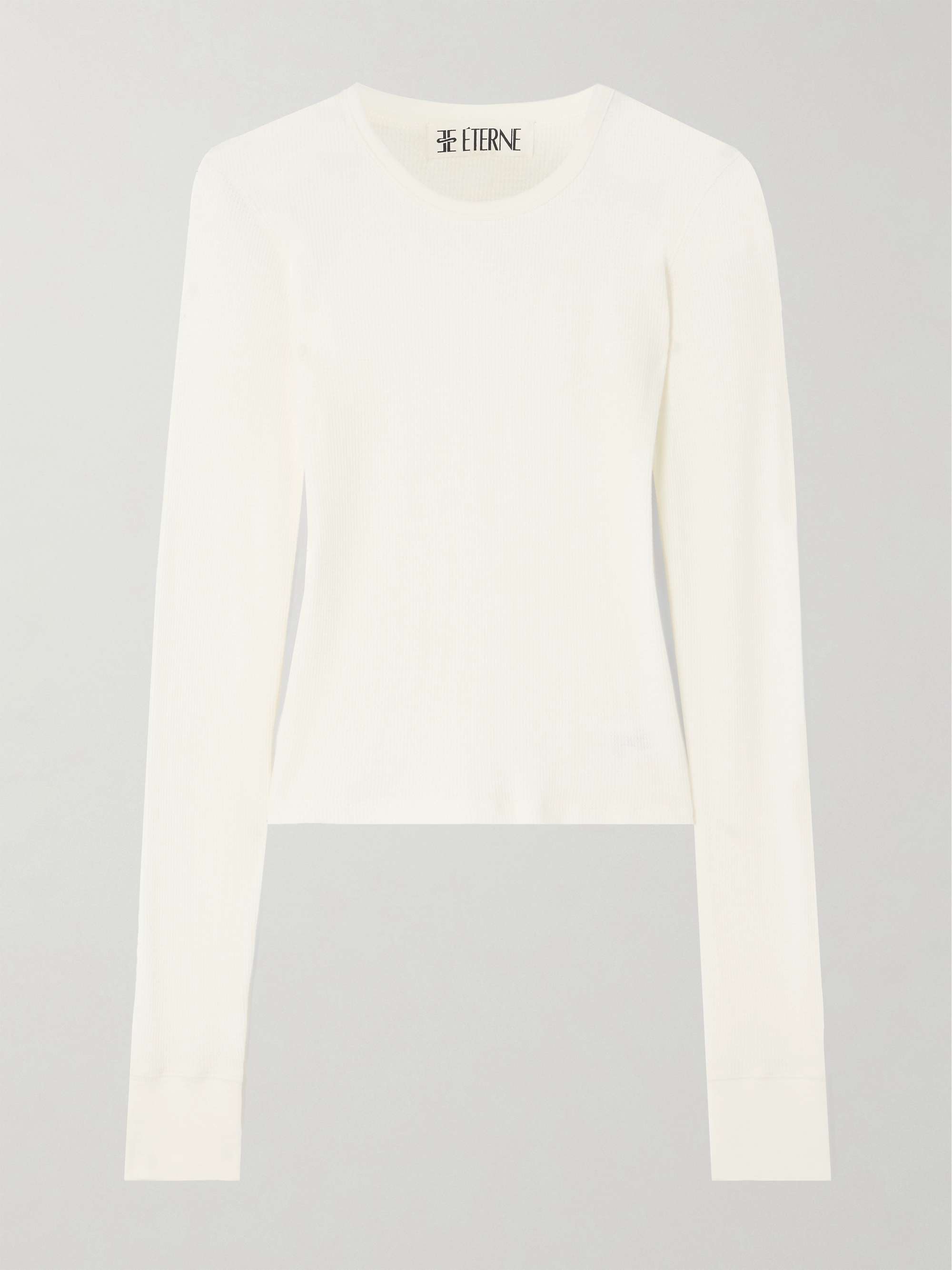 Waffle-knit stretch cotton and modal-blend T-shirt view