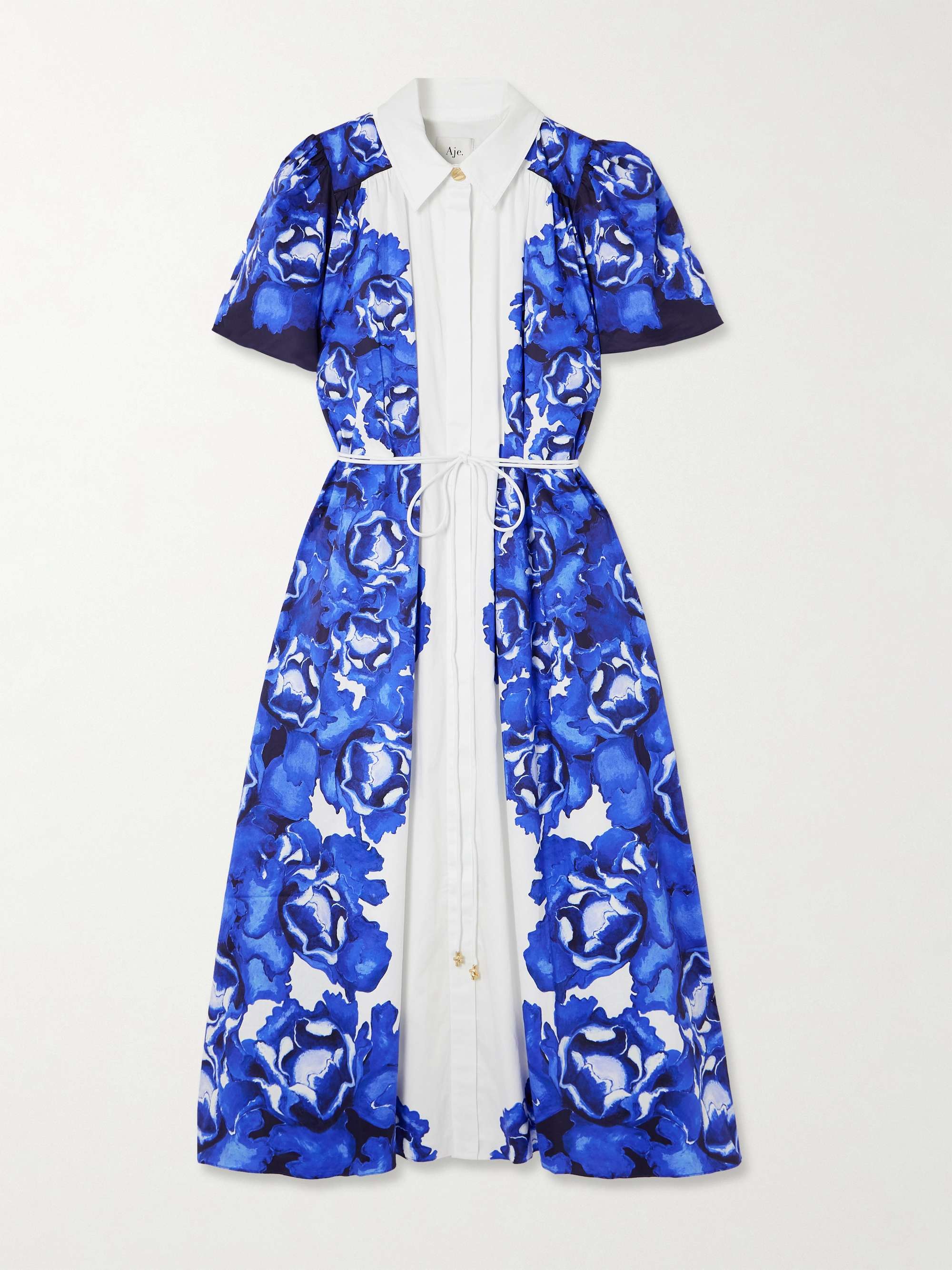 Fernanda belted embellished floral-print cotton midi shirt dress view