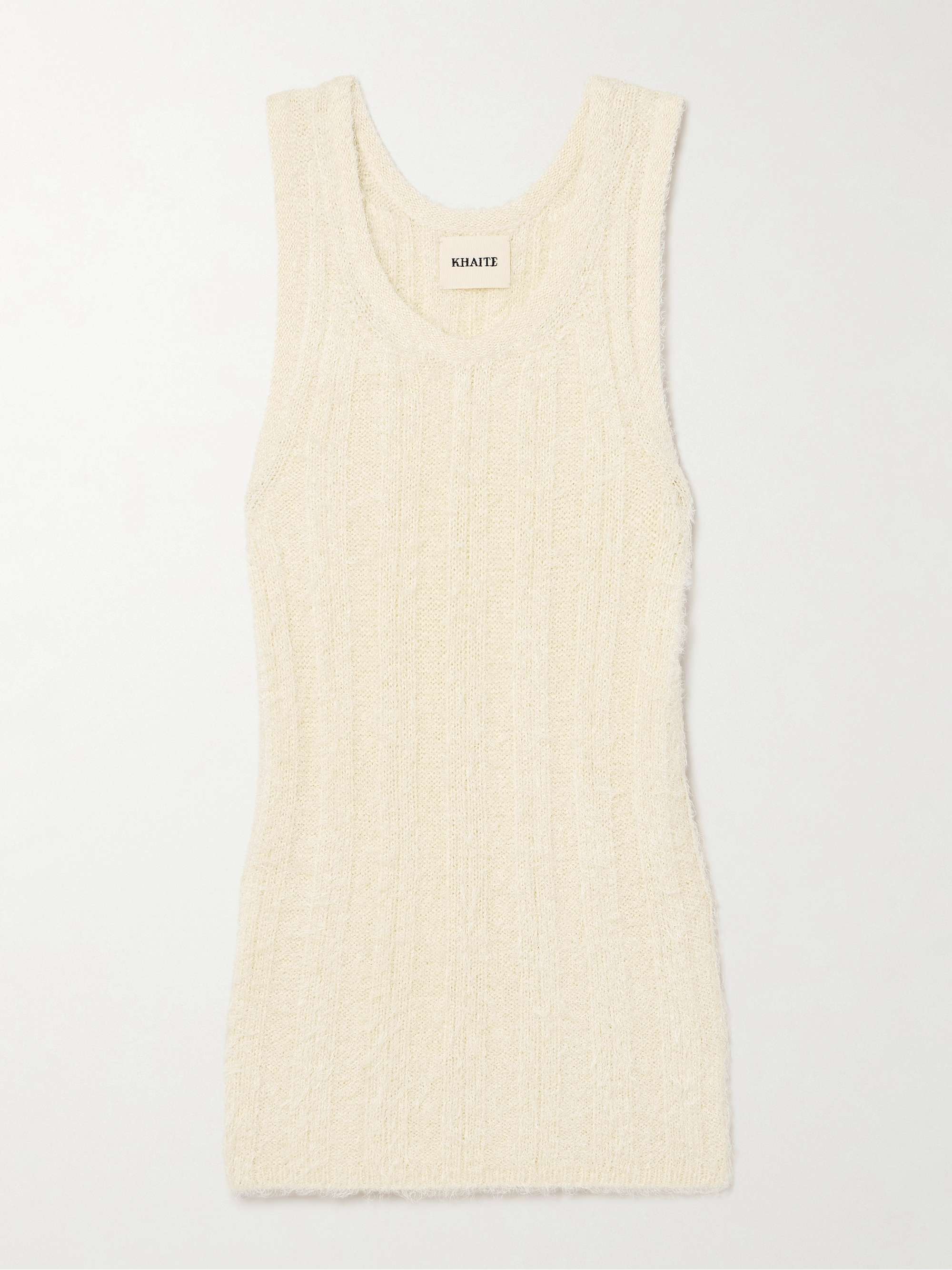 Lena ribbed brushed silk and cashmere-blend tank view