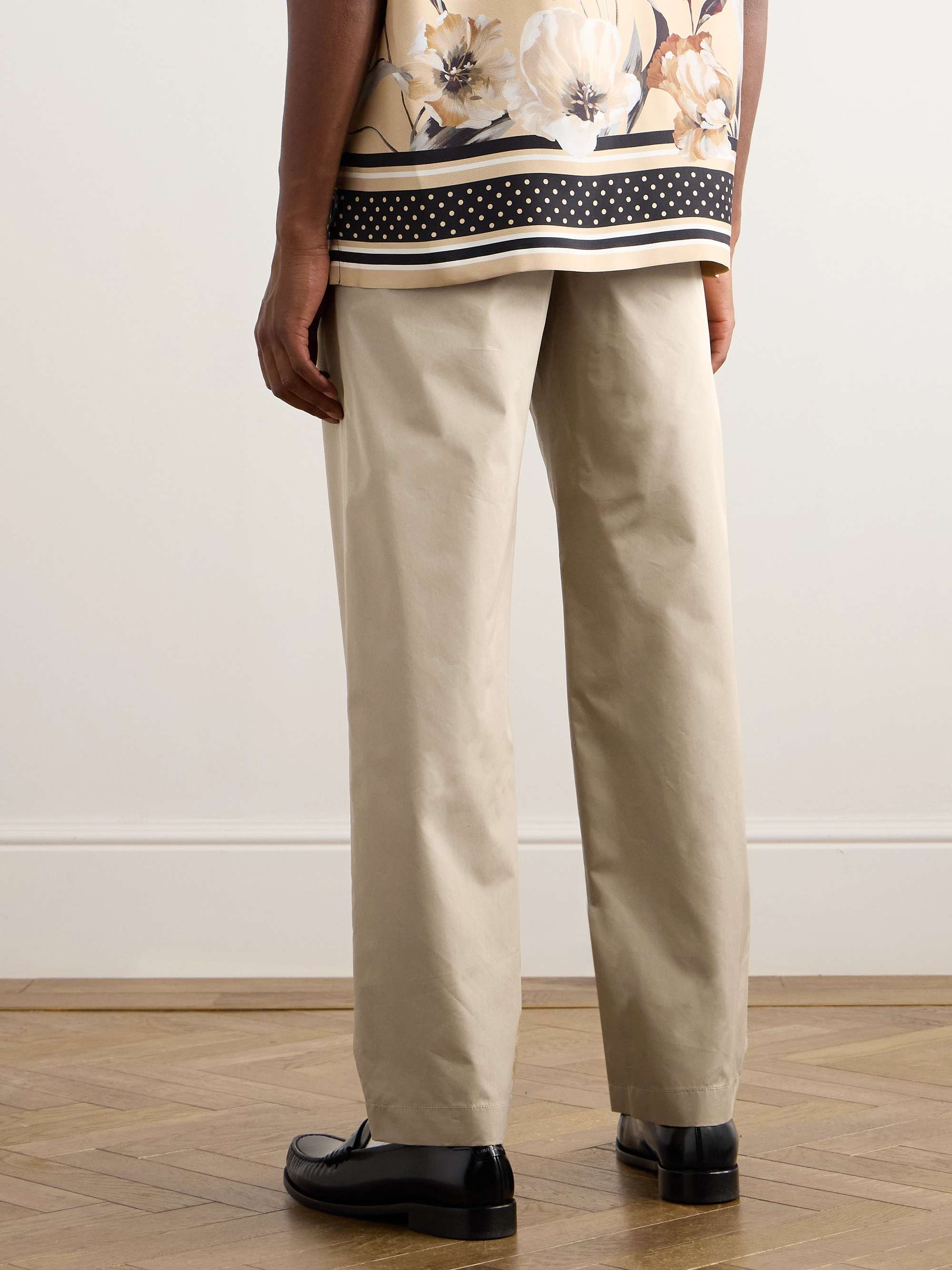 Straight-Leg Cotton and Silk-Blend Trousers view
