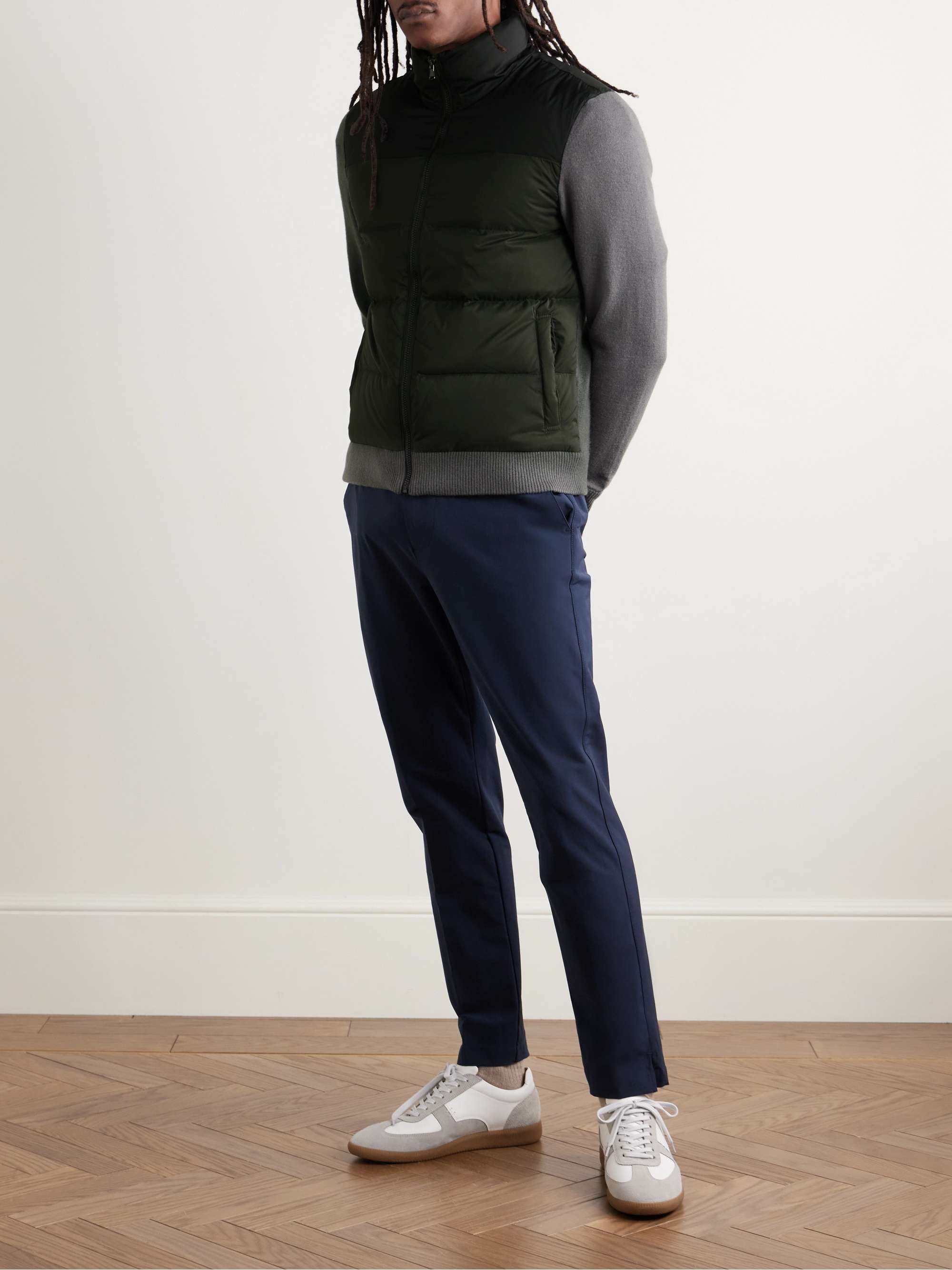 Colour-Block Panelled Wool and Cashmere-Blend and Quilted Shell Down Jacket view