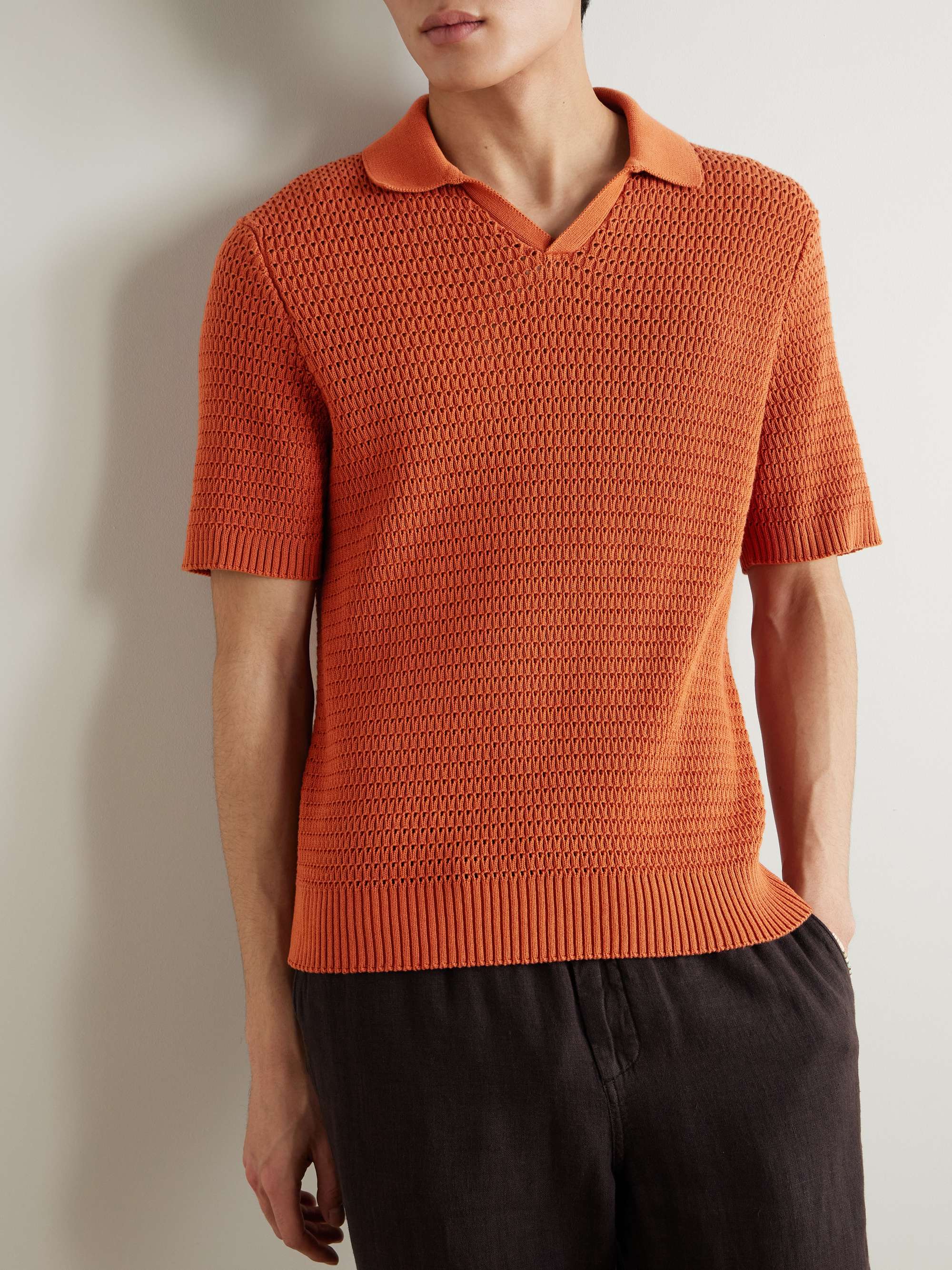 Open-Knit Organic Cotton Polo Shirt view