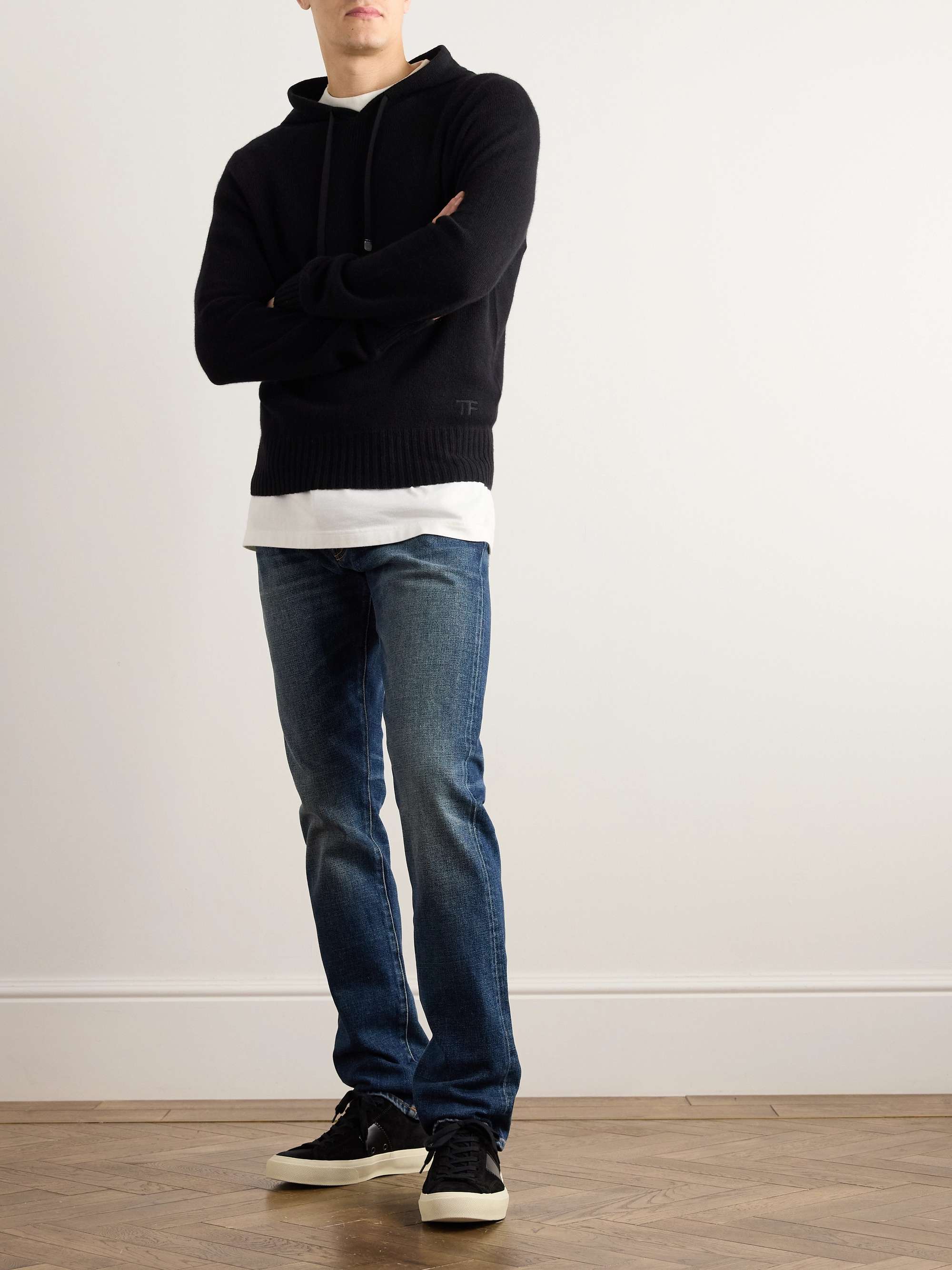 Logo-Embroidered Brushed-Cashmere Hoodie view