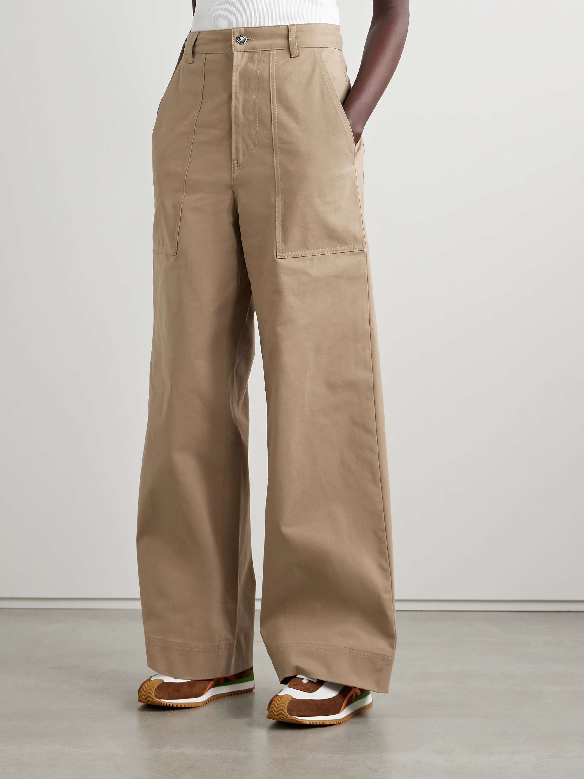 Cotton-blend twill wide leg pants view