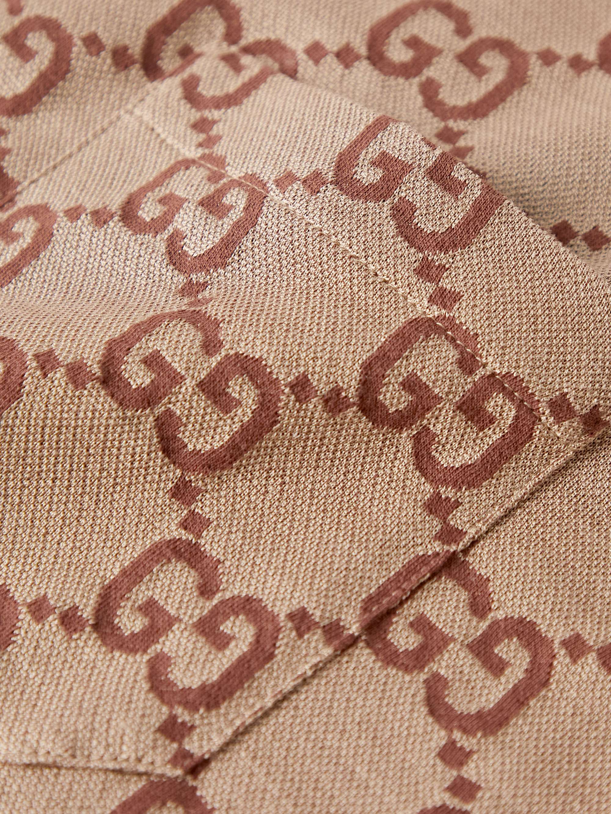 Logo-Jacquard Silk and Cotton-Blend Polo Shirt view