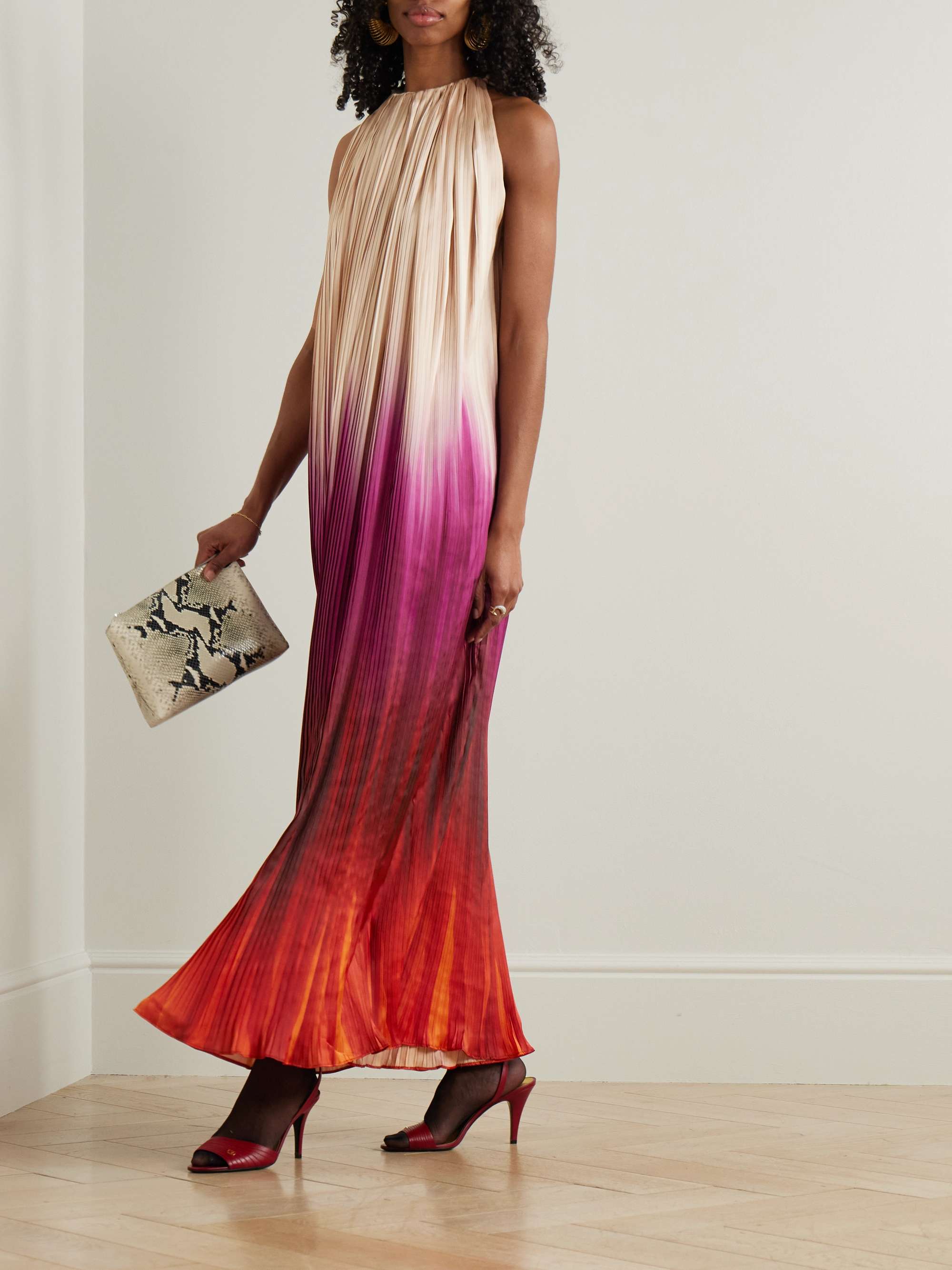 Ombré plissé-taffeta gown view