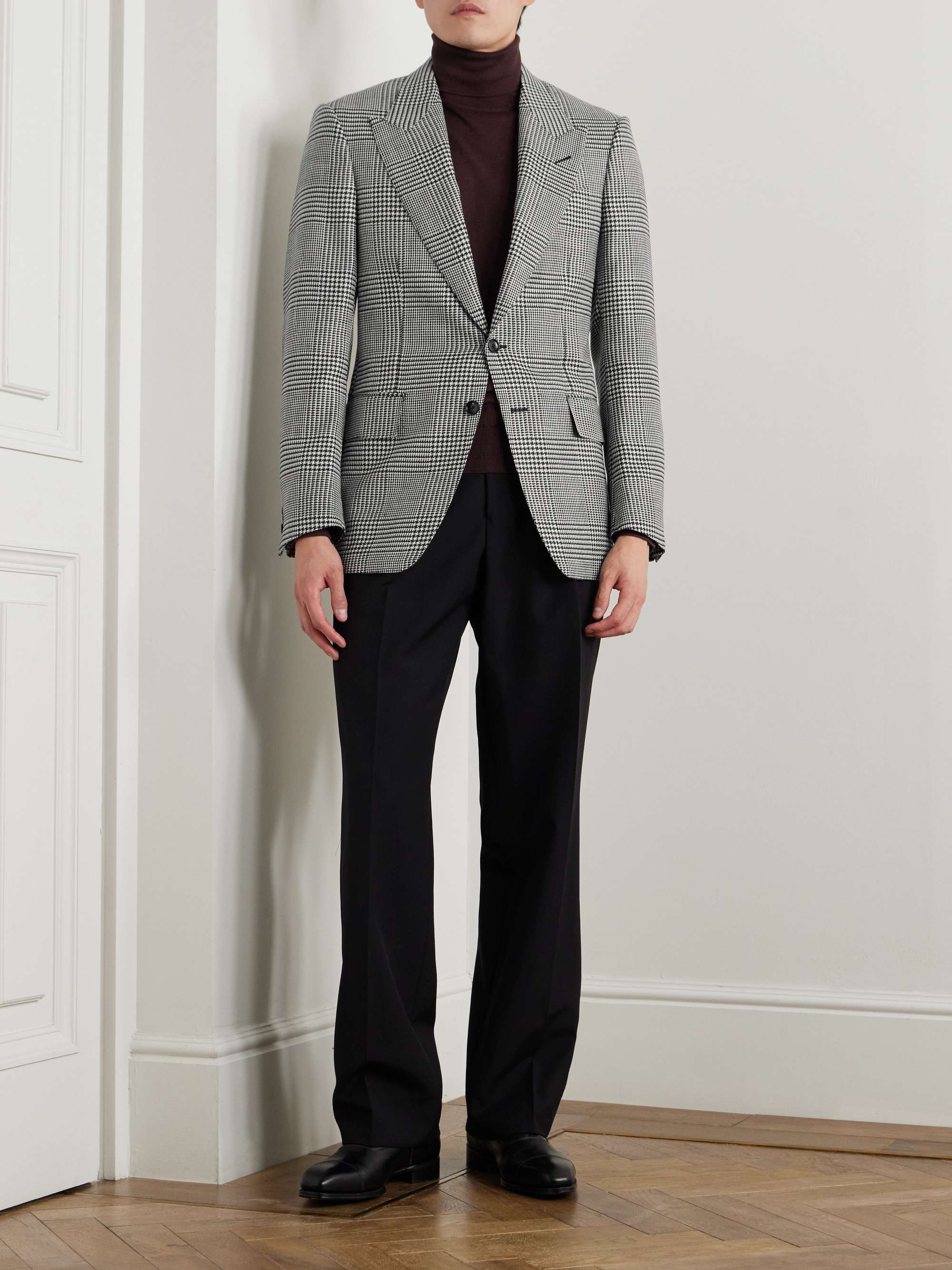 Dyllan Prince of Wales Checked Stretch Wool, Silk, Linen and Mohair-Blend Blazer view