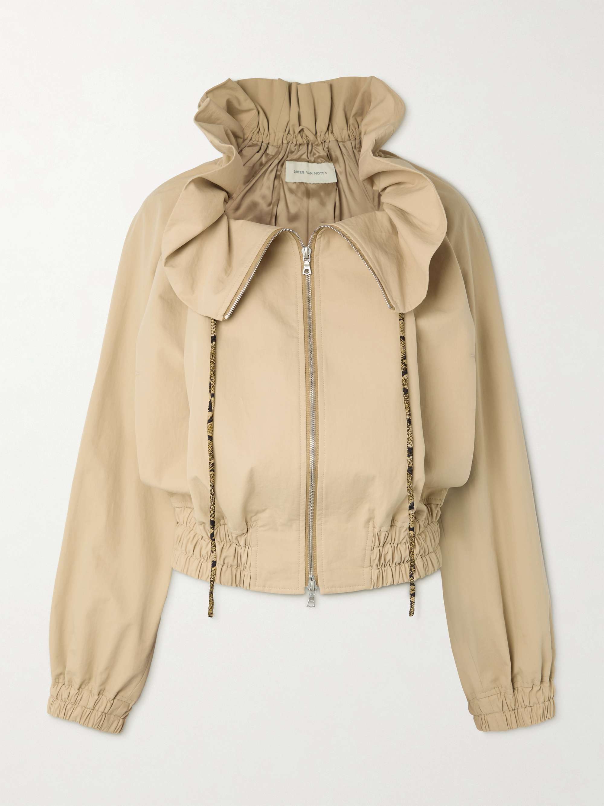 Cropped ruffled cotton-canvas jacket view