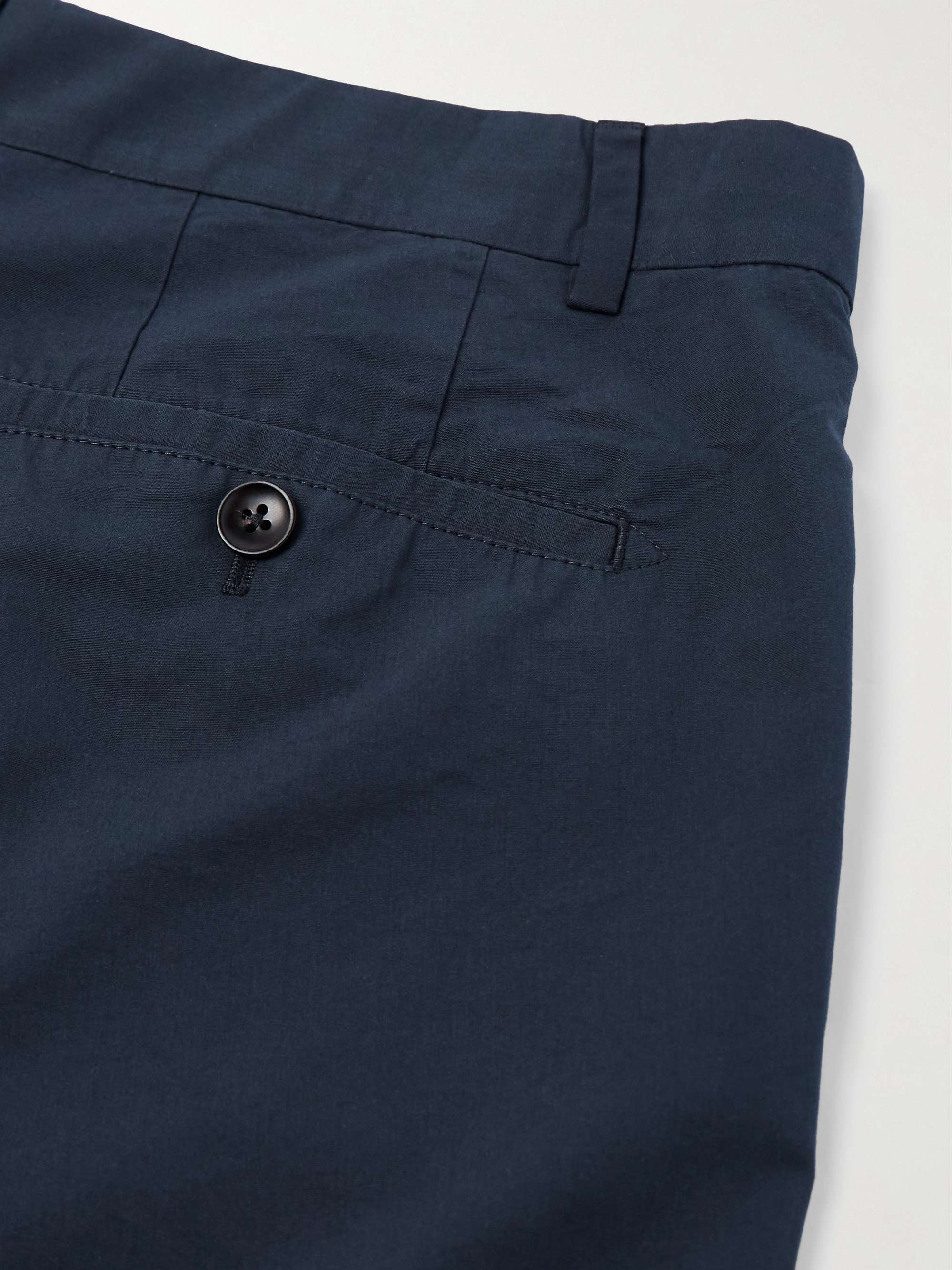 Straight-Leg Pleated Cotton and Silk-Blend Poplin Shorts view