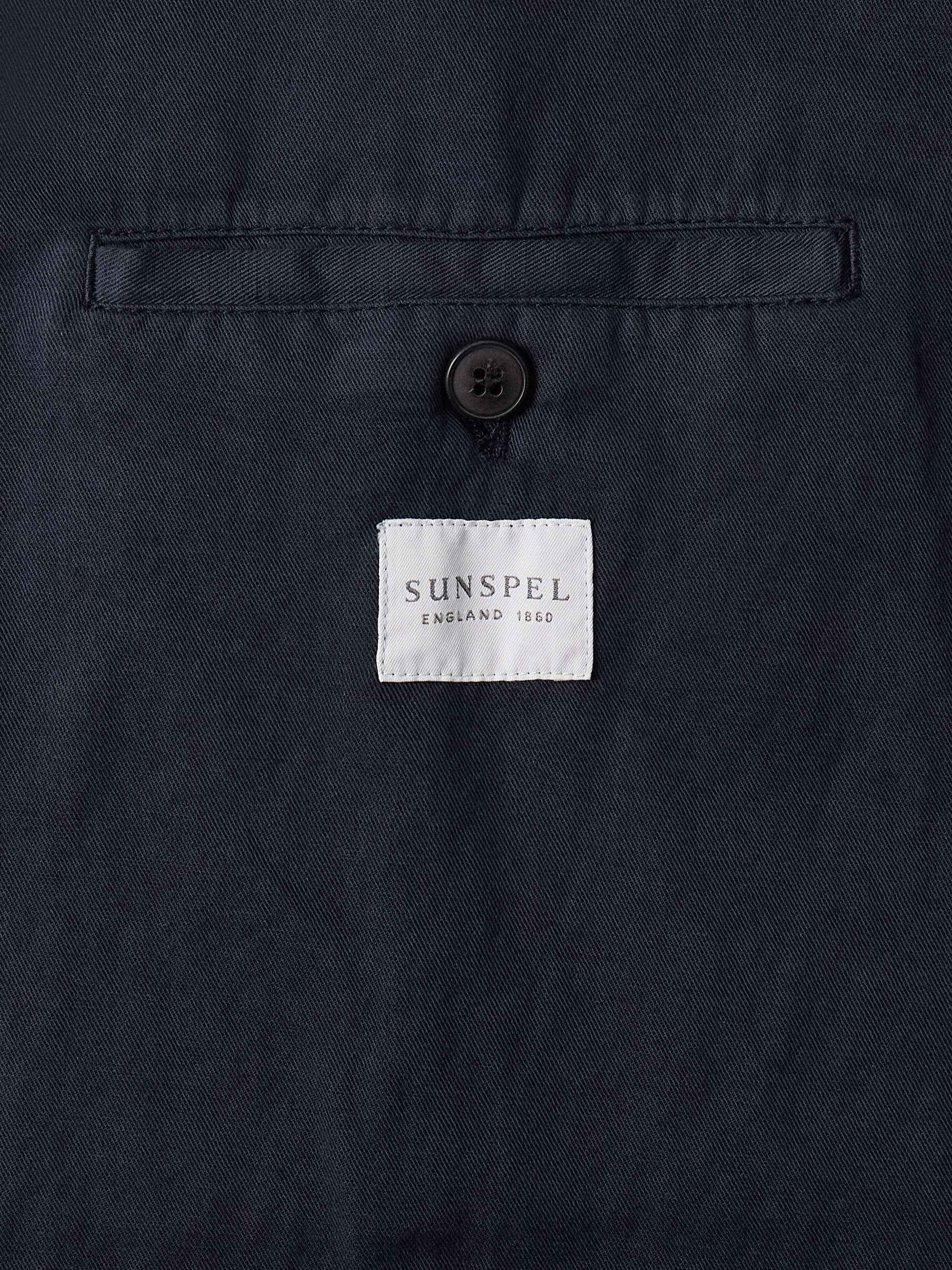 Unstructured Garment-Dyed Cotton and Linen-Blend Twill Blazer view