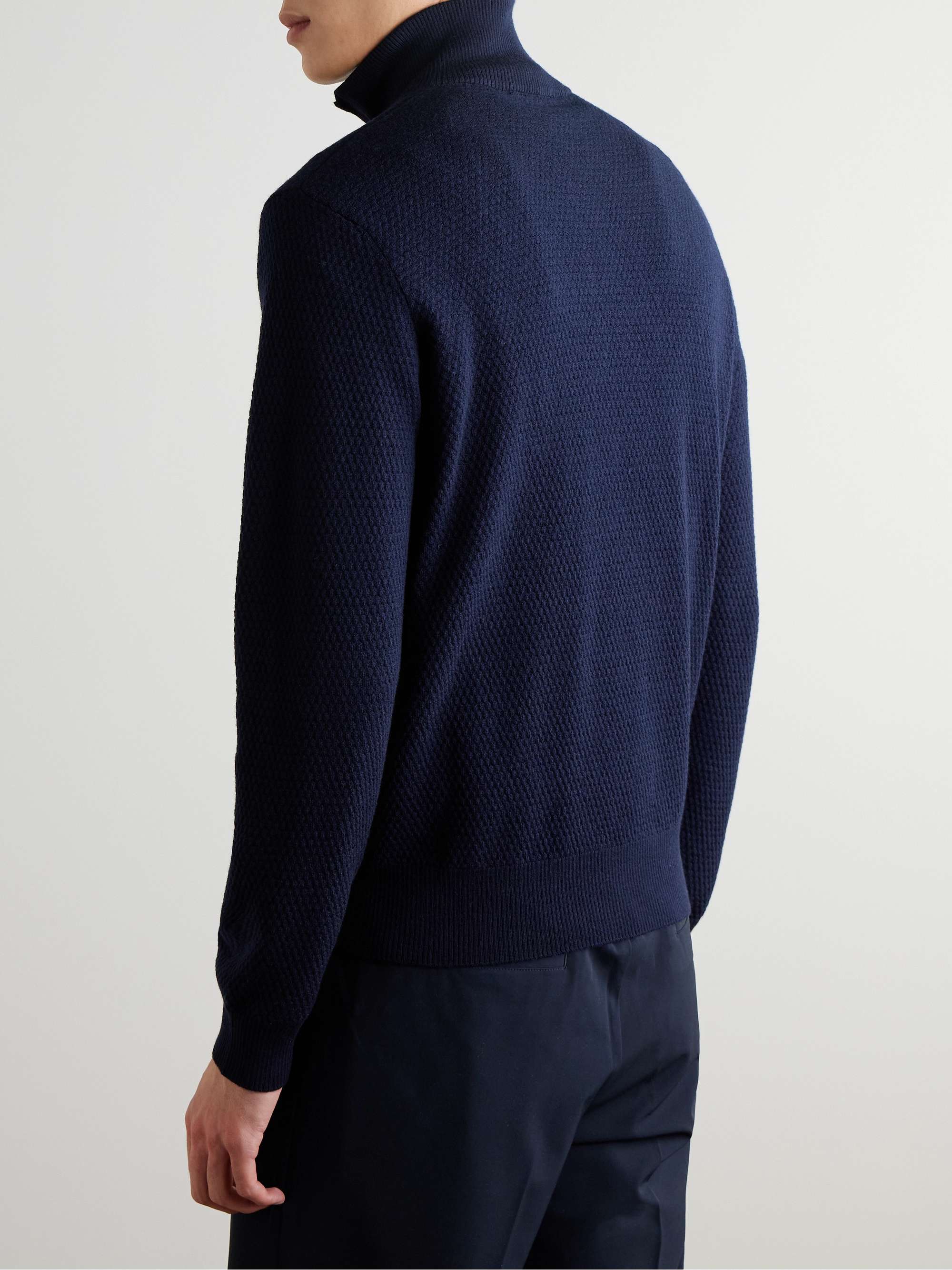 Logo-Embroidered Merino Wool Half-Zip Sweater view
