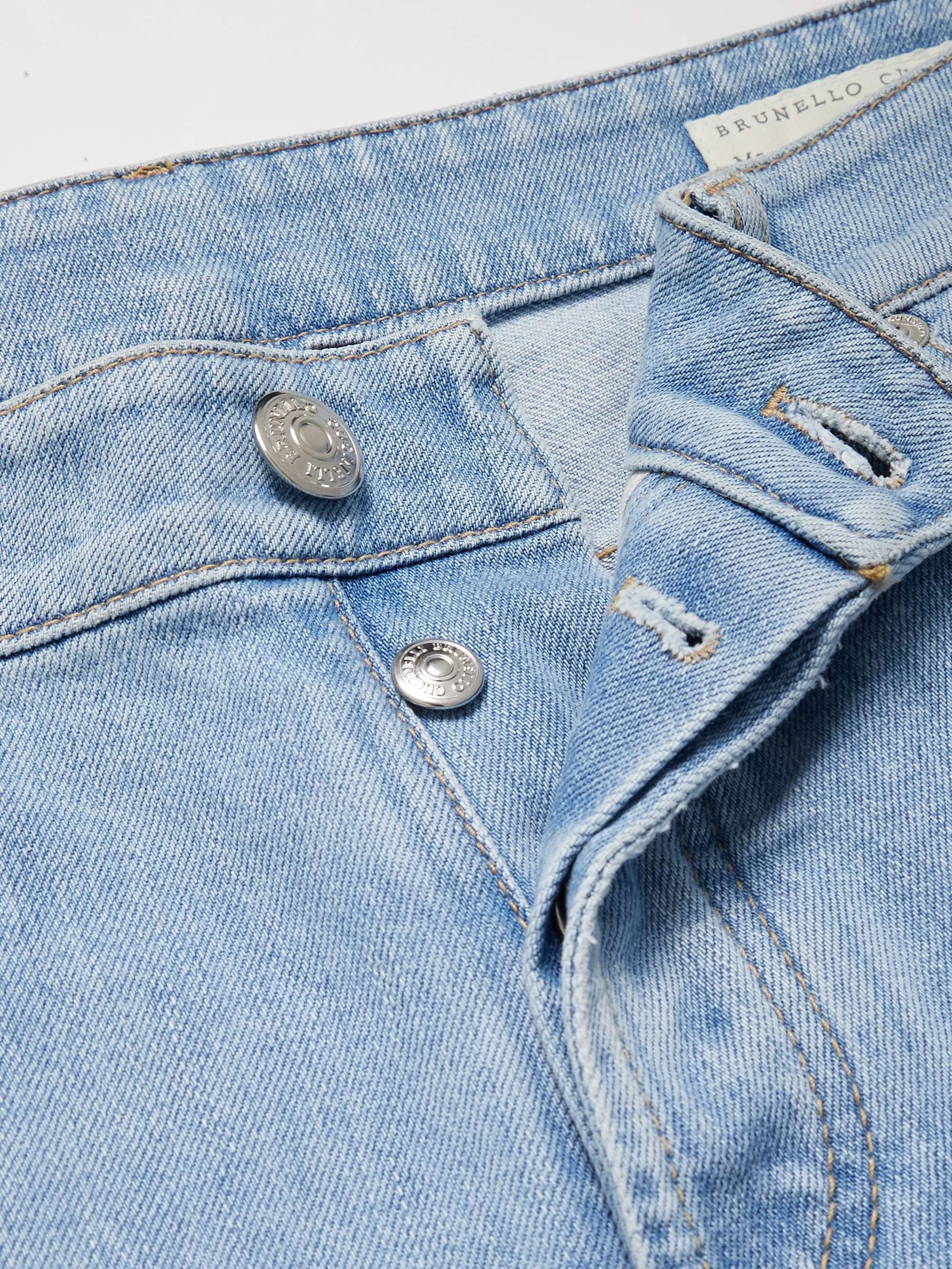 Slim-Fit Straight-Leg Logo-Embroidered Jeans view