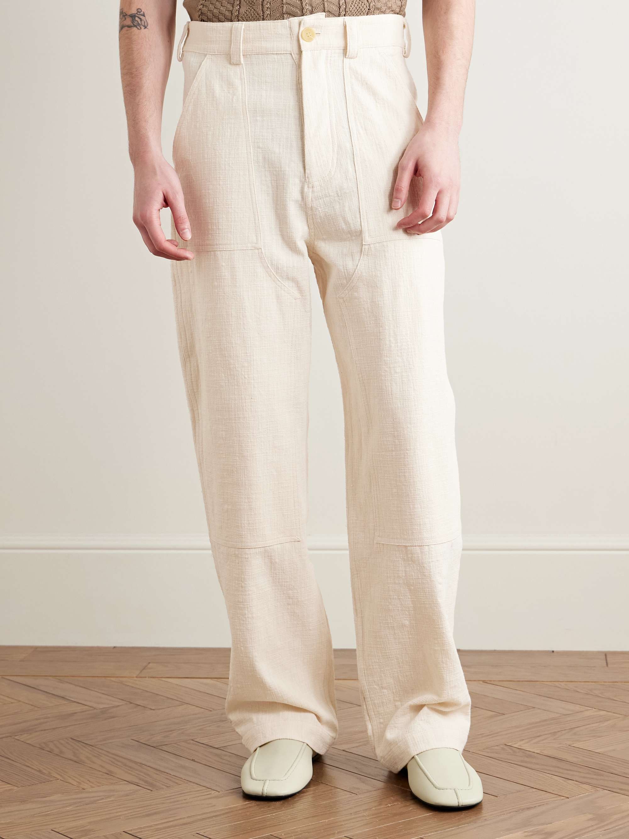 Garden Straight-Leg Slub Cotton-Canvas Trousers view