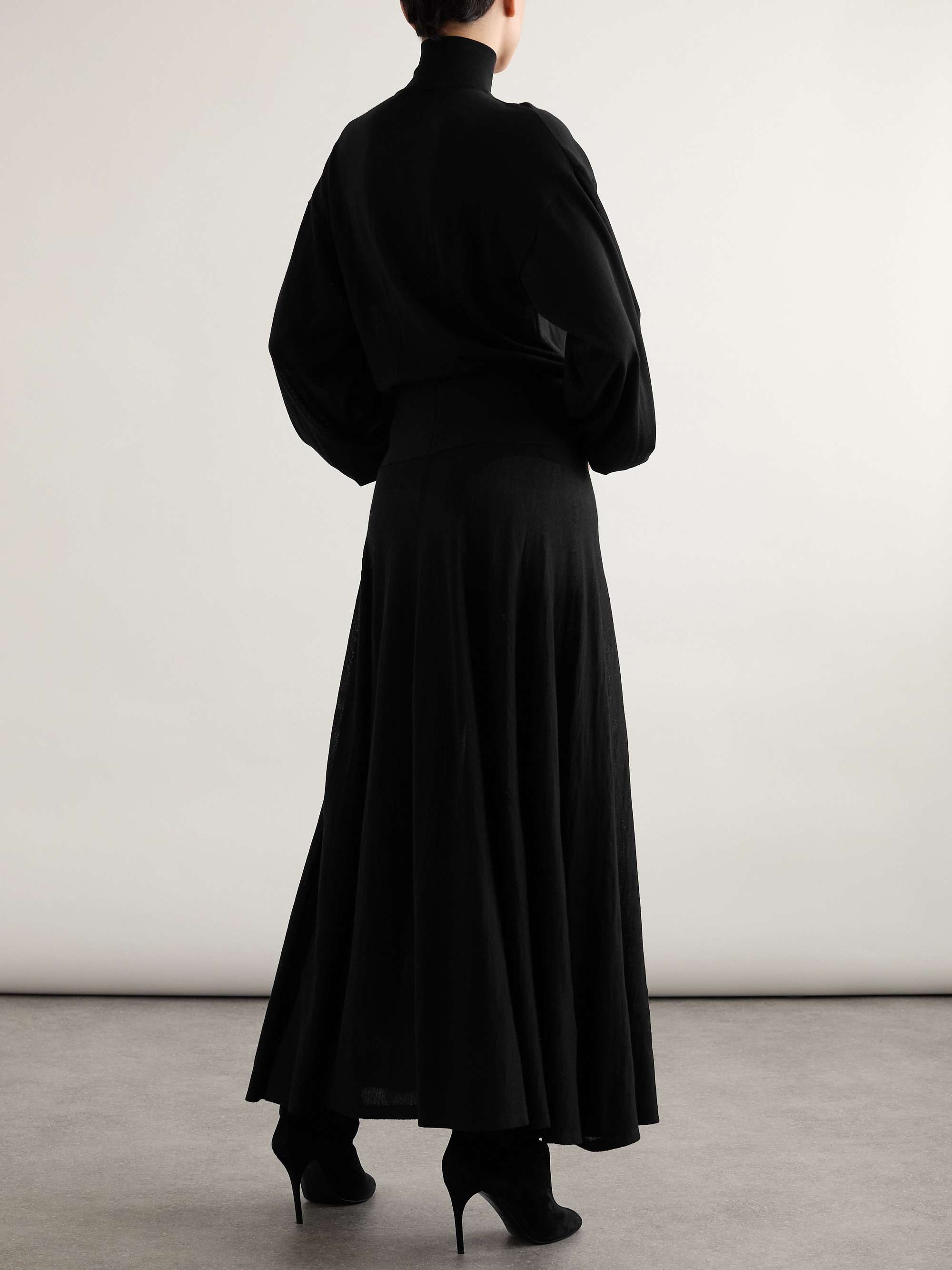 Cutout wool-blend turtleneck midi dress view