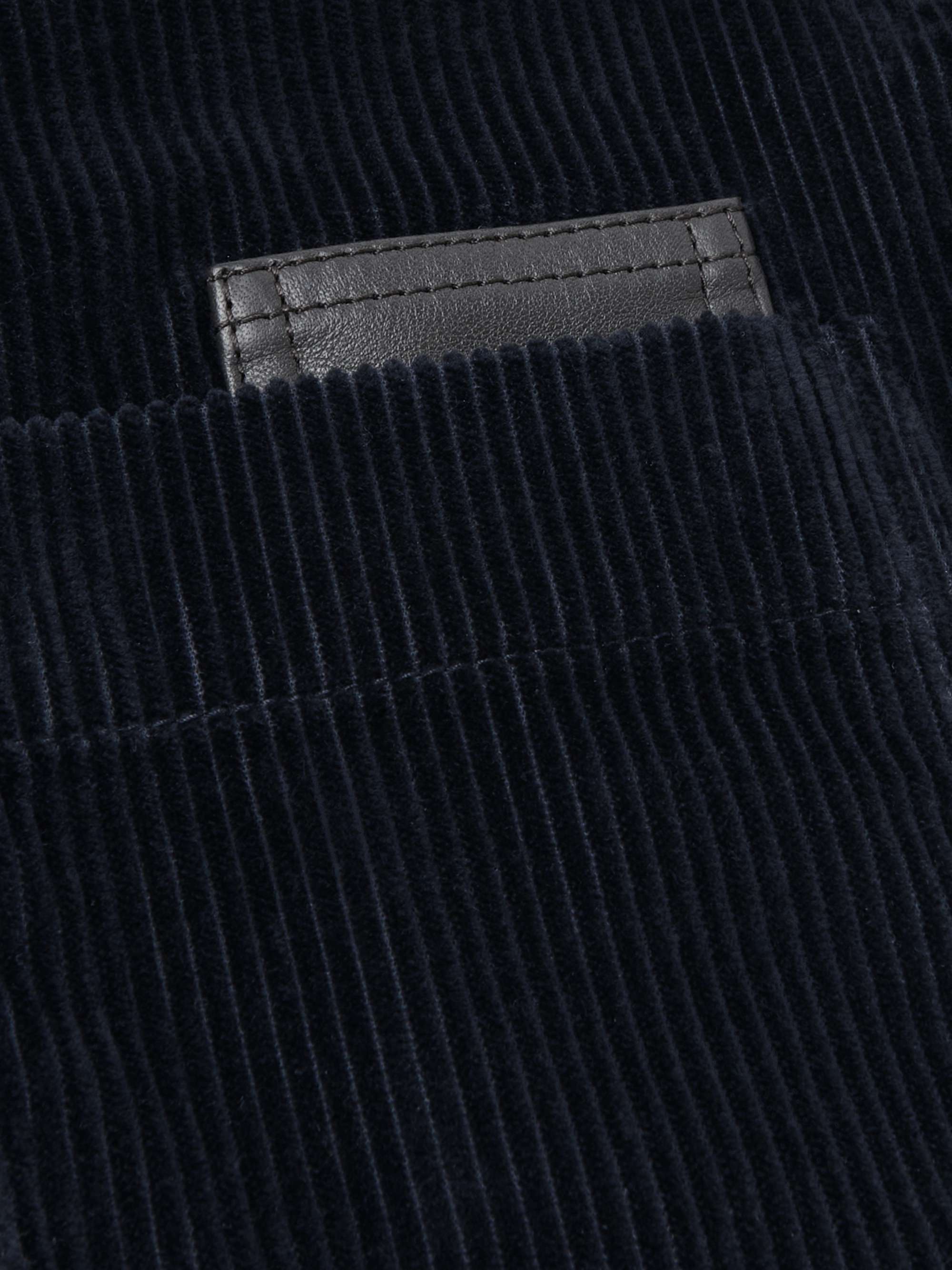 Leather-Trimmed Cotton-Corduroy Overshirt view