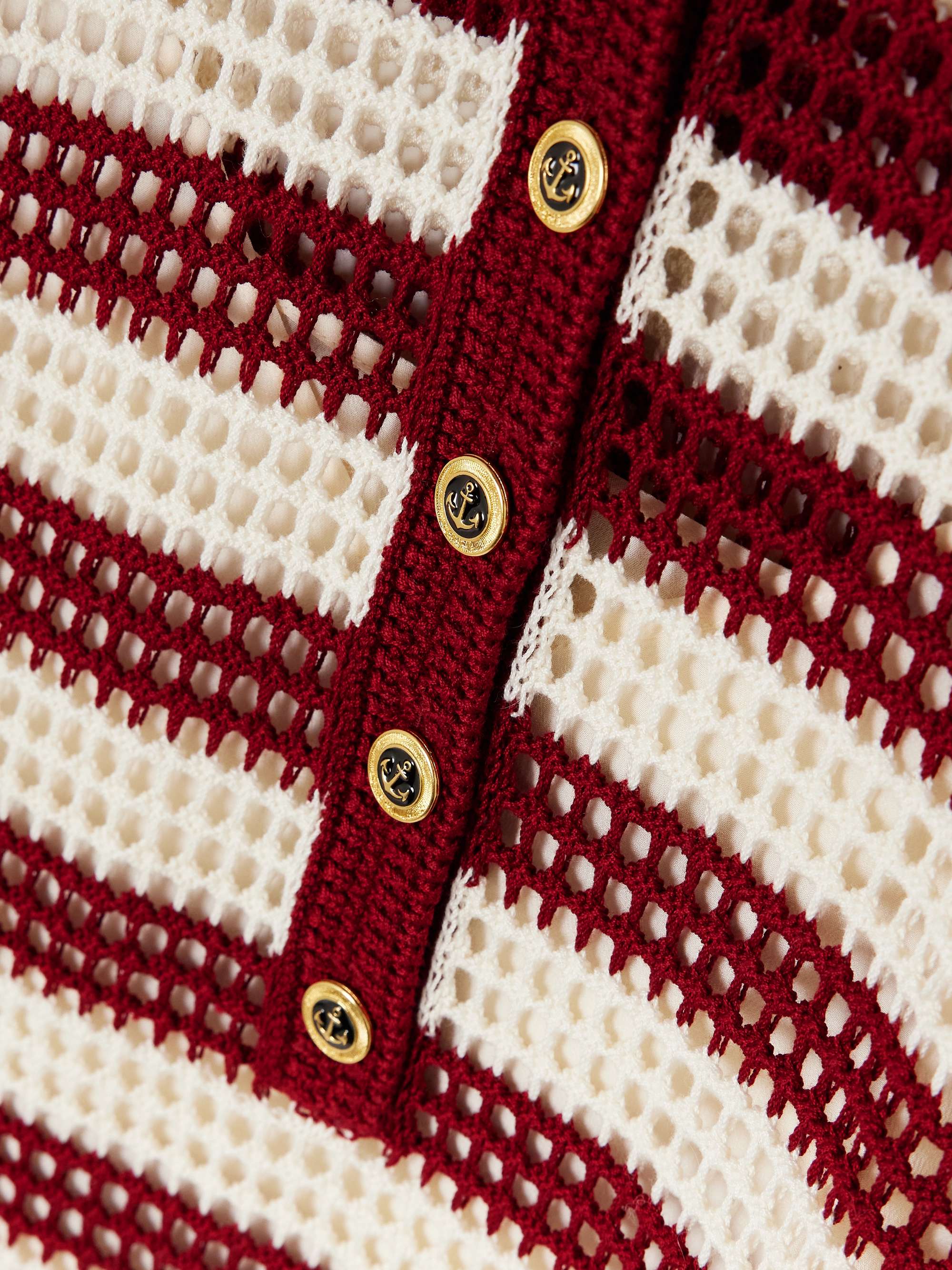 Striped crocheted cotton midi dress view